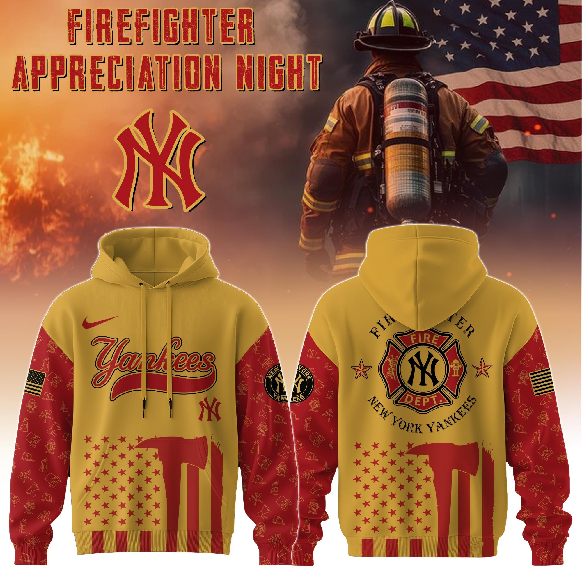 New York Yankees MLB X Firefighter Appreciation Night Hoodie Baseball Fan Gifts For Him-1 New York Yankees MLB X Firefighter Appreciation Night Hoodie Baseball Fan Gifts For Him-1