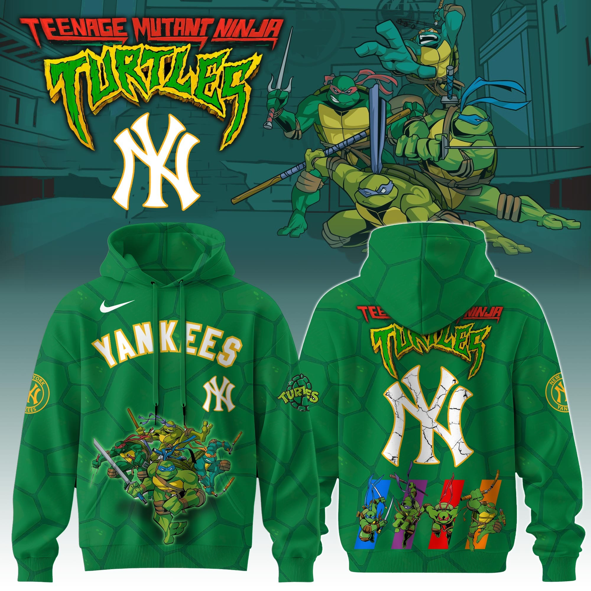 New York Yankees MLB X Ninja Turtles Hoodie Fan Baseball Ninja Turtles Lovers Gifts-1