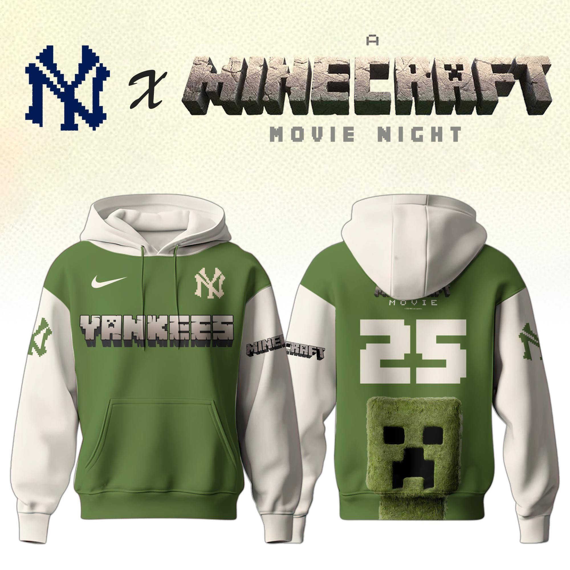 New York Yankees MLB x A MINECRAFT MOVIE Night Hoodie Unique Gifts Baseball Fans-1