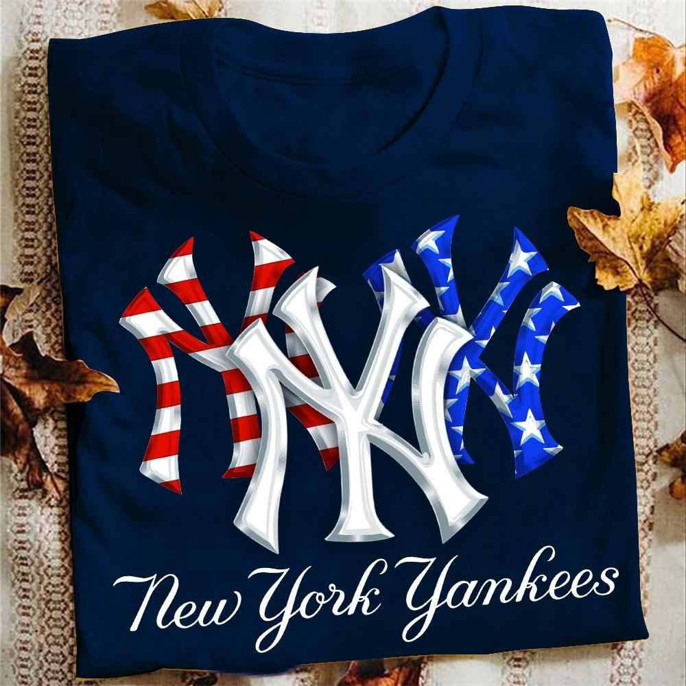 New York Yankees Red White Blue American T-Shirt 4Th Of July Baseball Yankees Fan Gifts-1