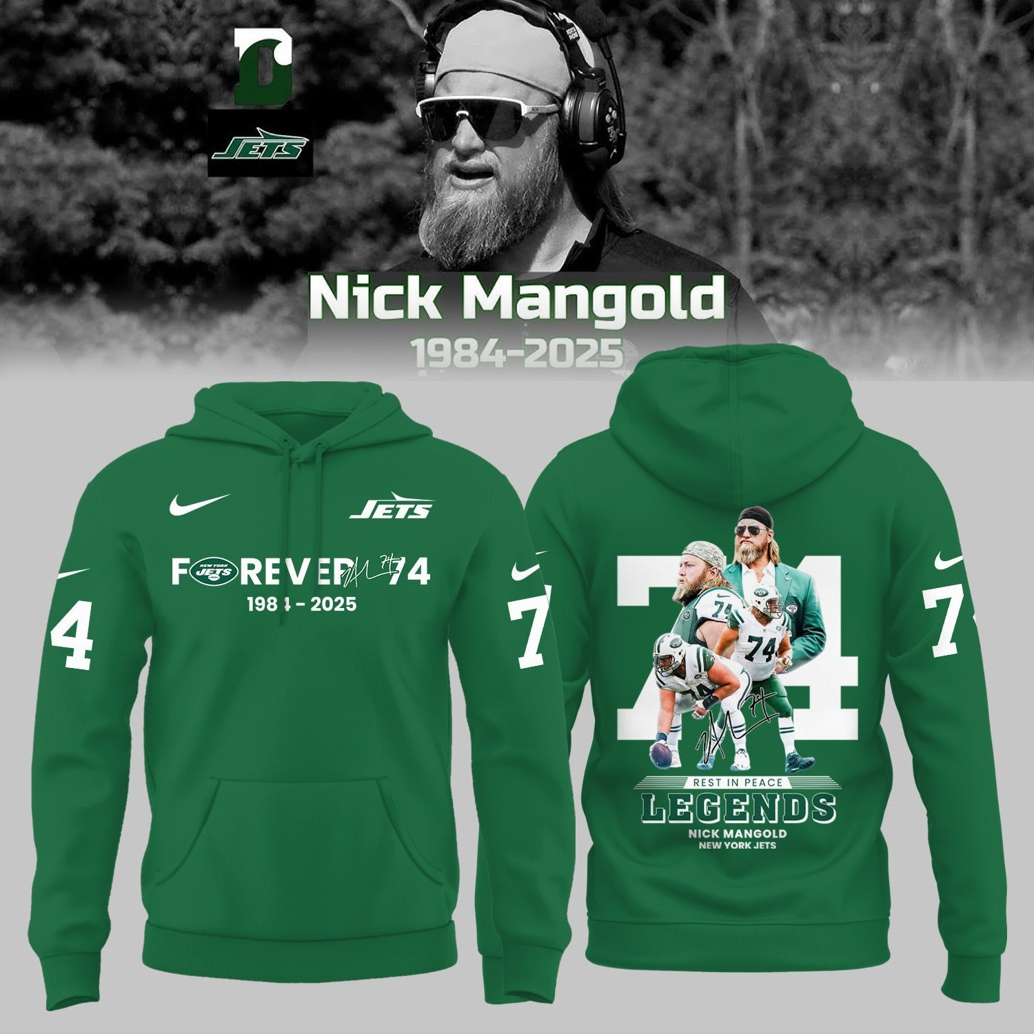 Nick Mangold Forever 74 Hoodie Rest In Peace Legend Football Clothing Nick Mangold Lover Gifts-1