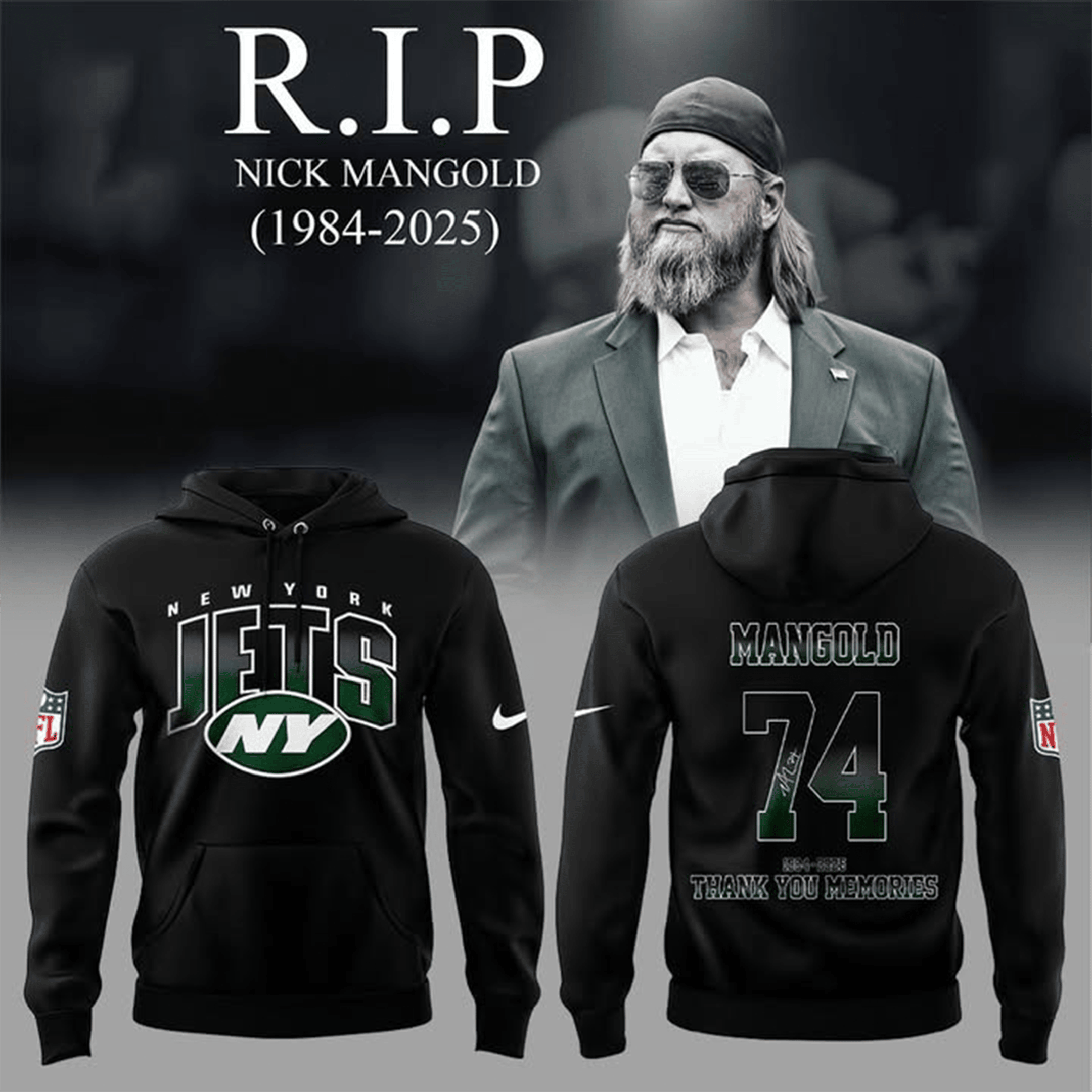 Nick Mangold NY Jet 74 Hoodie Nick Mangold Thank You Memories Hoodie NFL Merch Gifts-1