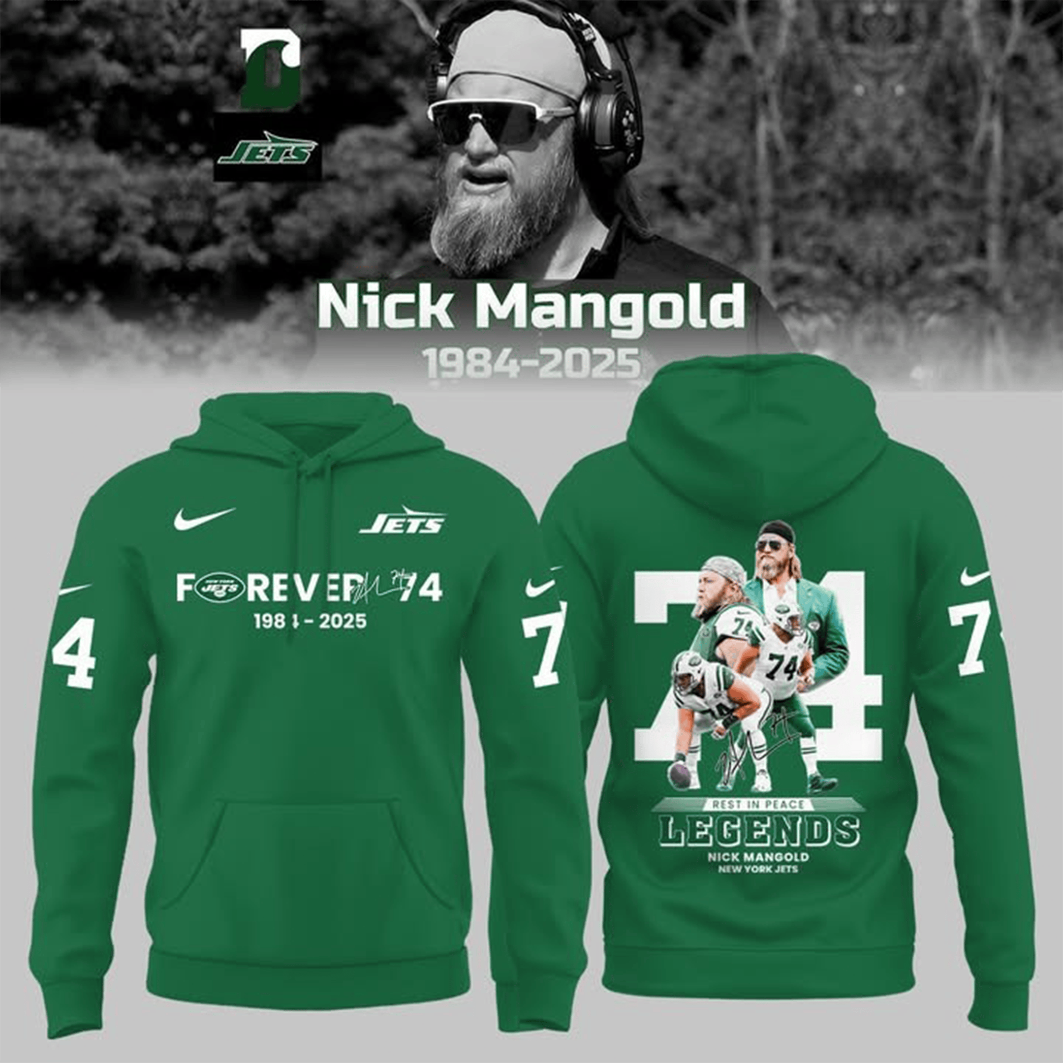 Nick Mangold NY Jets Forever 74 Hoodie RIP Legends Nick Mangold Apparel NY Jets Fans Gifts-1