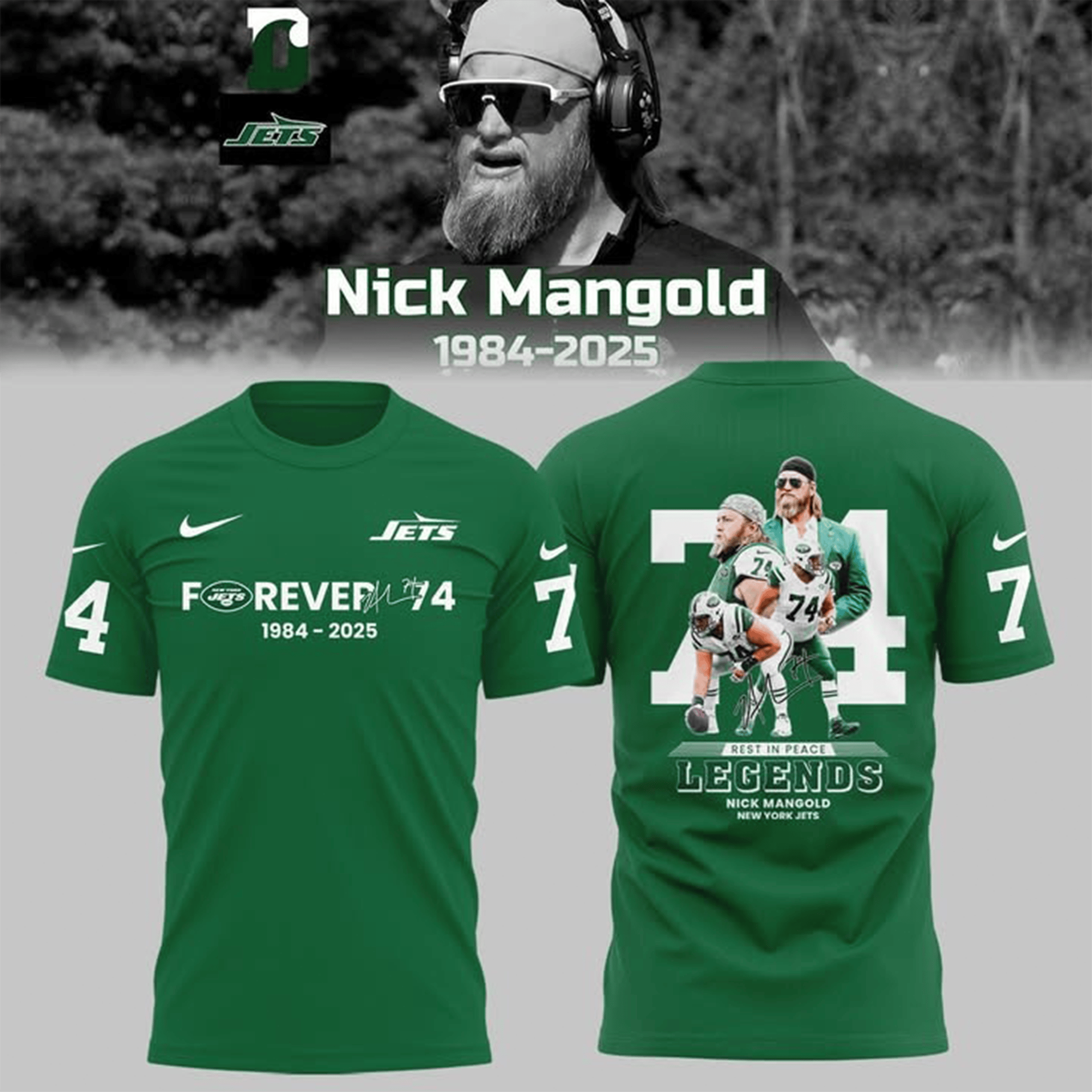 Nick Mangold NY Jets Forever 74 T-Shirt RIP Legends Nick Mangold Shirt Football Fans Gifts-1