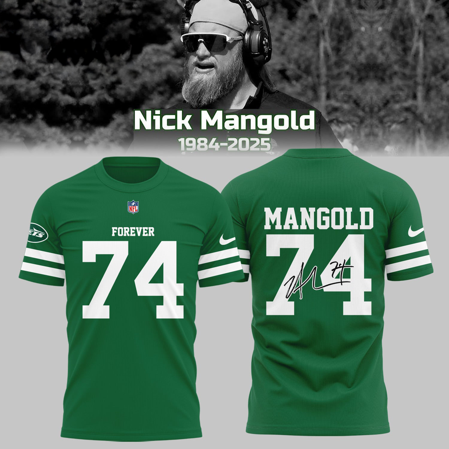 Nick Mangold T-Shirt Rest In Peace Nick Mangold Forever 74 Signature Shirt Football Gifts-1