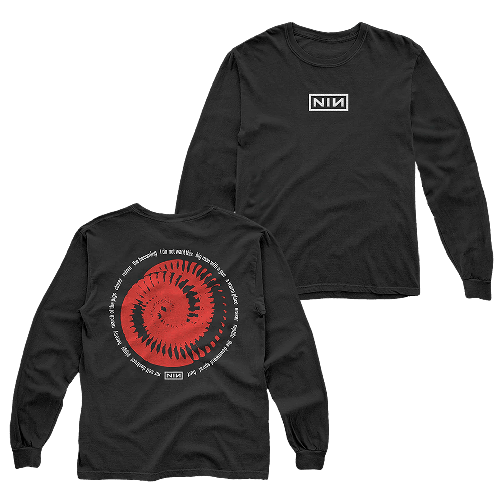 Nine Inch Nails Merch NIN Red Spiral Long Sleeve Shirt Father's Day Gifts For Husband-1