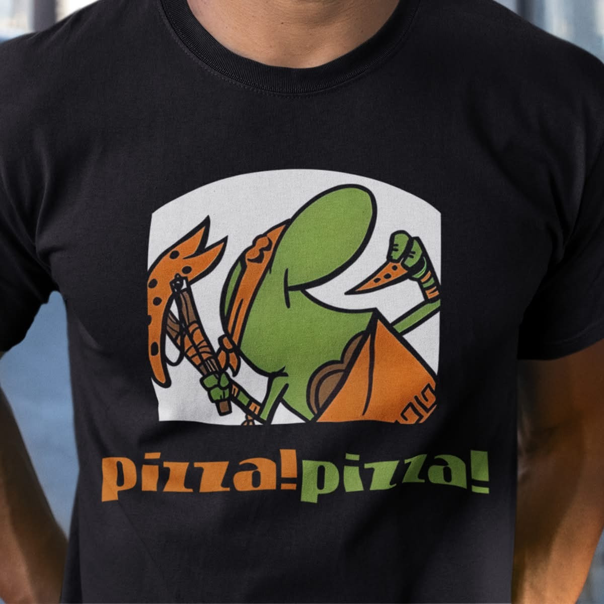Ninja Turtles Powered Pizza T-Shirt Funny Tee Gifts For Pizza Lovers-1