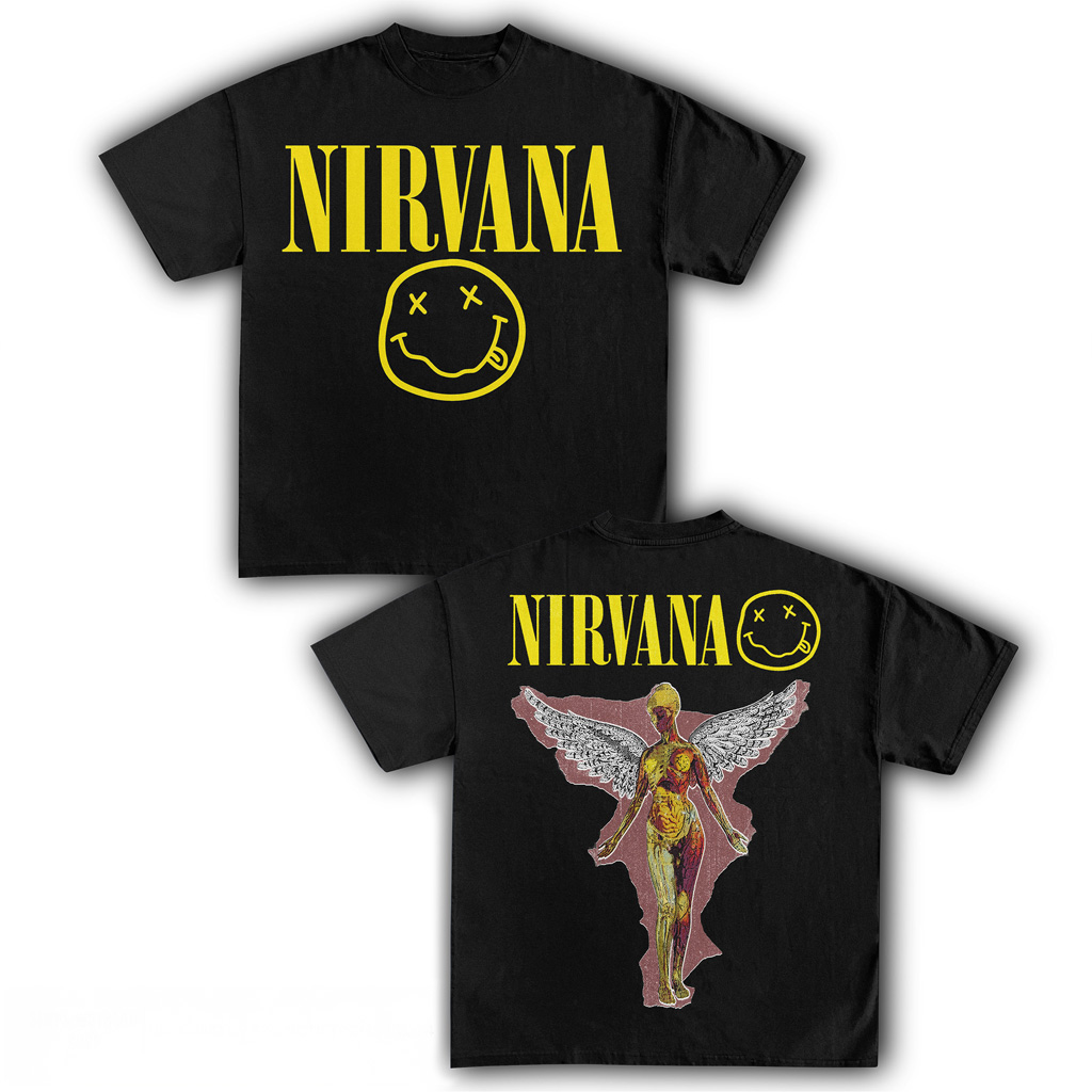 Nirvana Black T-Shirt Nirvana Merch Music Related Gifts For Guys-1