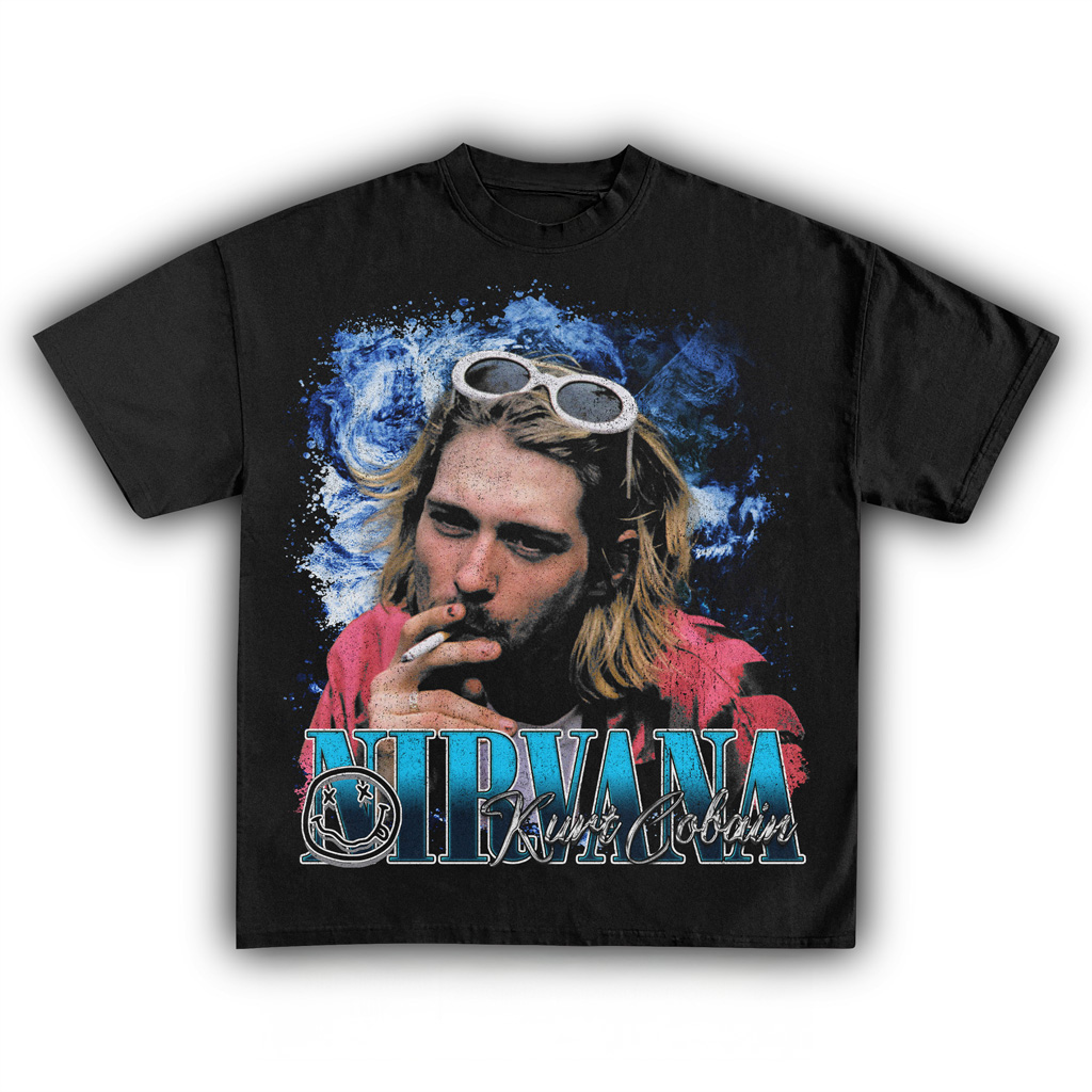 Nirvana Kurt Cobain Black T-Shirt Kurt Cobain Merch Gifts For Someone Who Loves Music-1