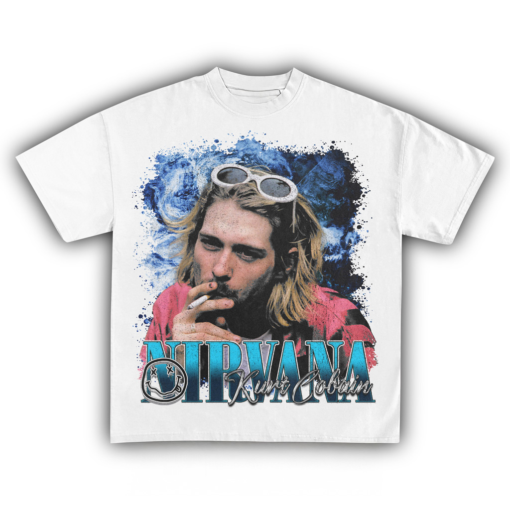 Nirvana Kurt Cobain White T-Shirt Kurt Cobain Merch Music Lover Gifts For Him-1