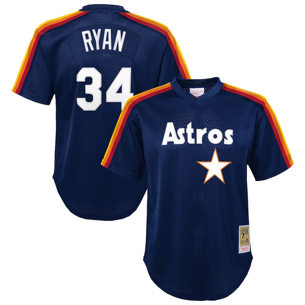 Nolan Ryan Houston Astros Mitchell & Ness Toddler Throwback Mesh Batting Practice Jersey - Navy-1