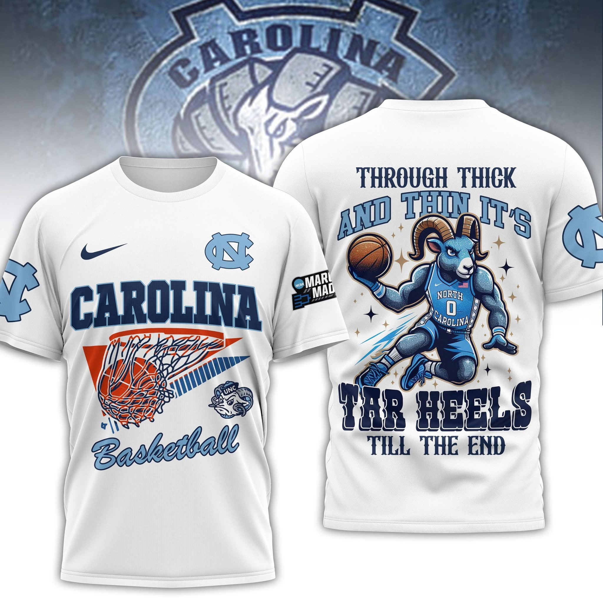 North Carolina Tar Heels Baseball Shirt Through Thick And Thin It's Tar Heels Till The End-1