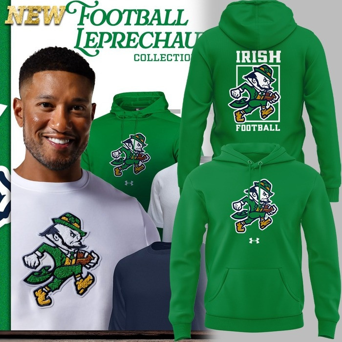Notre Dame Fighting Irish Football Leprechaun Tech Stretch Hoodie Green Fan Merch Gifts-1