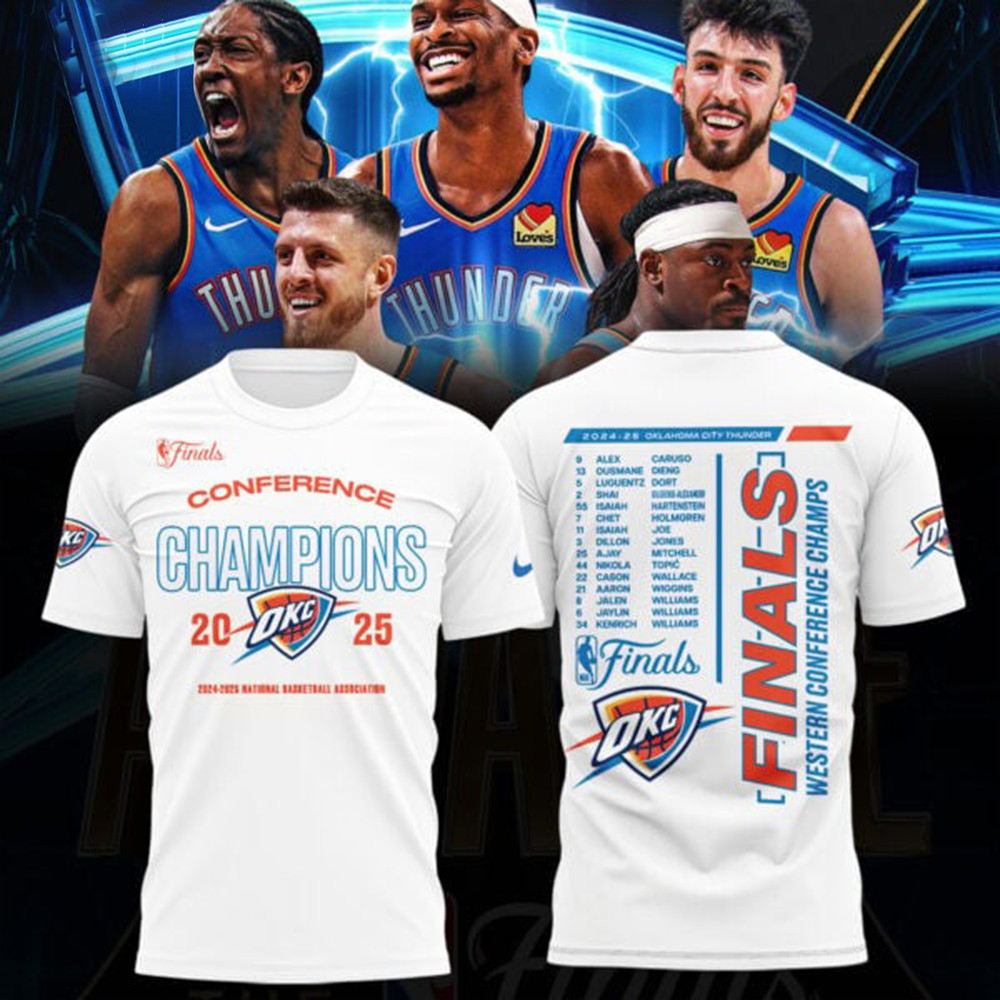 OKC City Thunder 2025 Western Conference Champions Shirt NBA Finals Merch Gifts For Him-1