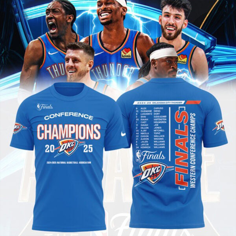 OKC City Thunder 2025 Western Conference Champions T-Shirt NBA Finals Merch Basketball Tee-1