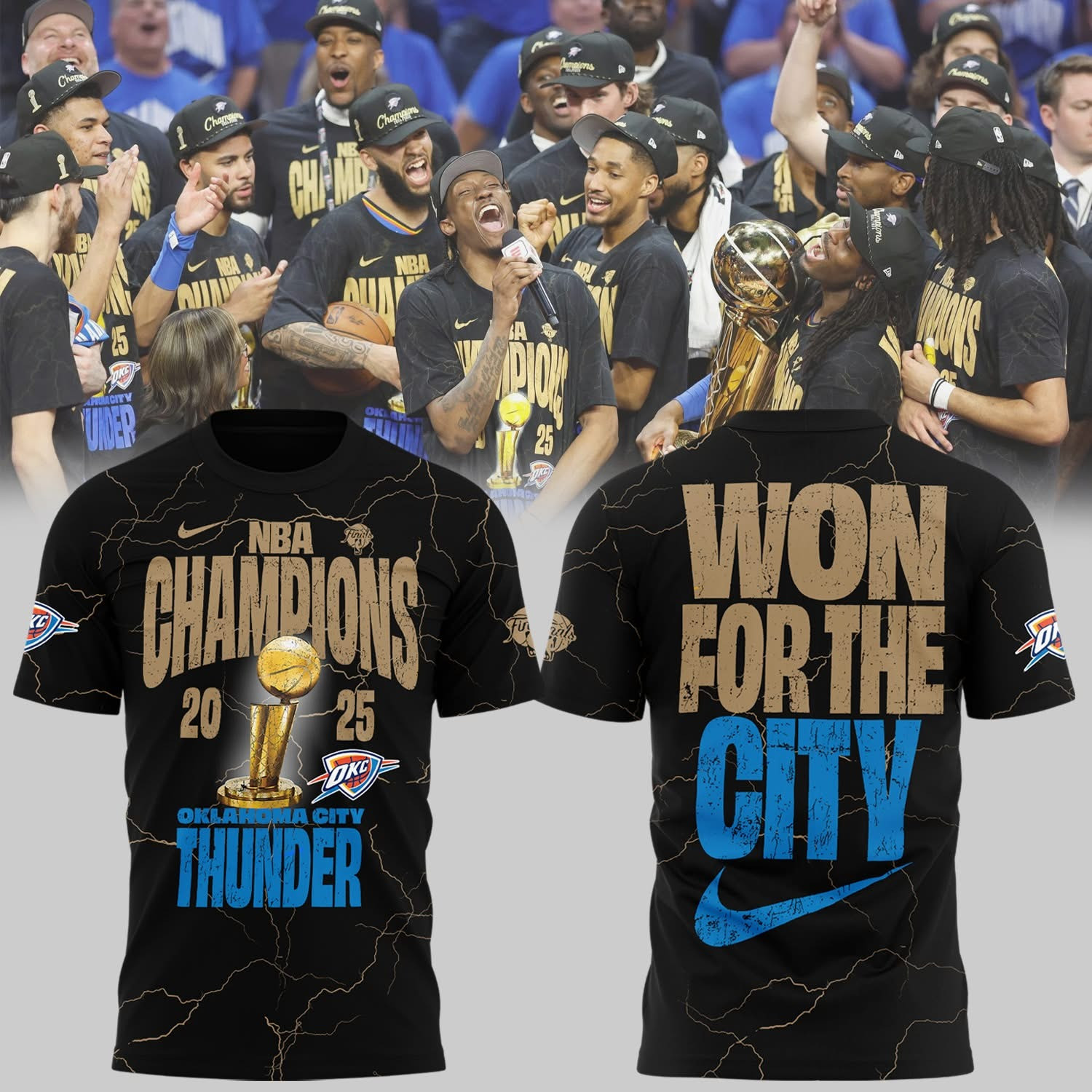 OKC Oklahoma City Thunder 2025 NBA Champions T-Shirt Won For The City OKC Thunder Fan Gear-1