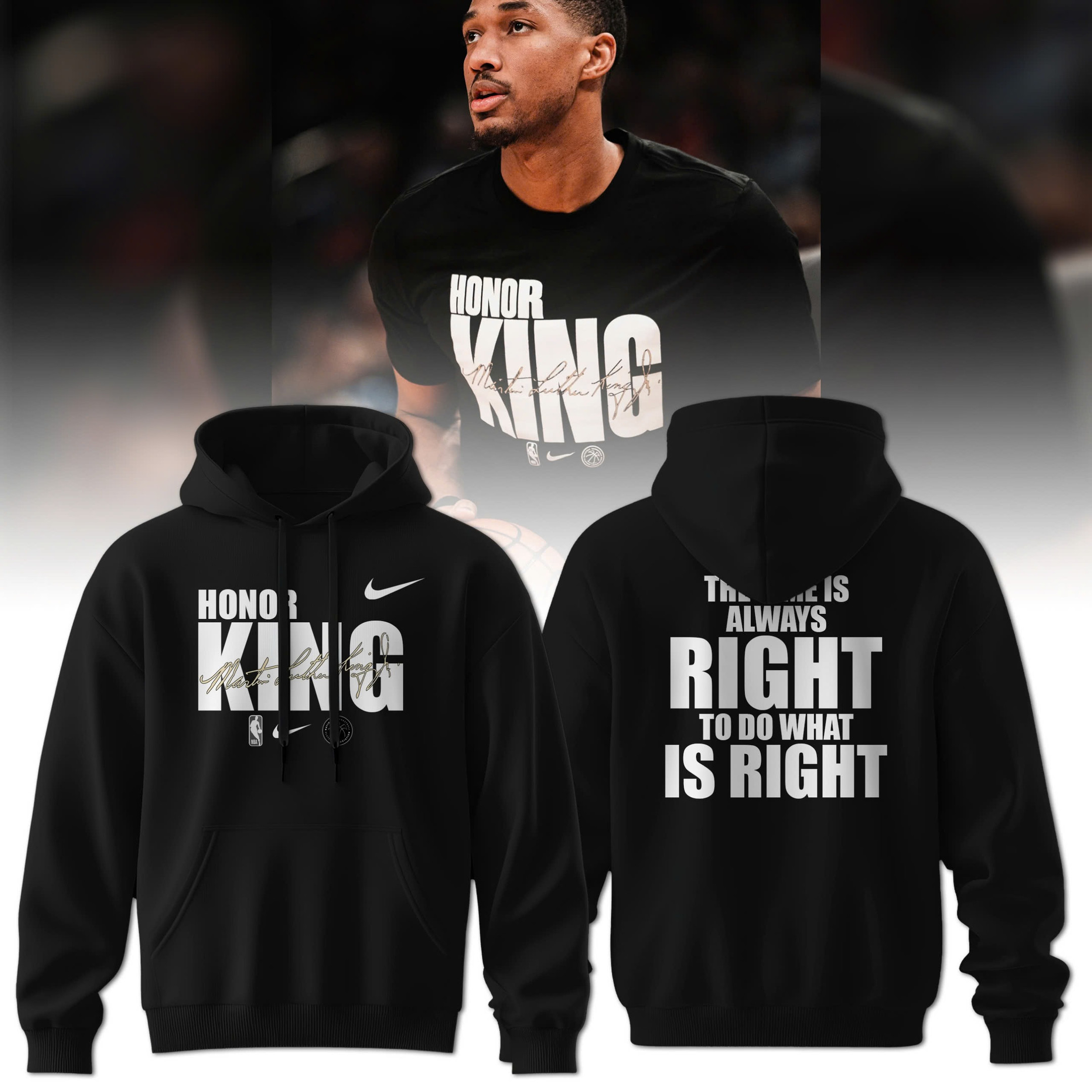 OKC Oklahoma City Thunder Honor King Hoodie The Time Is Always Right To Do What Is Right-1 OKC Oklahoma City Thunder Honor King Hoodie The Time Is Always Right To Do What Is Right-1