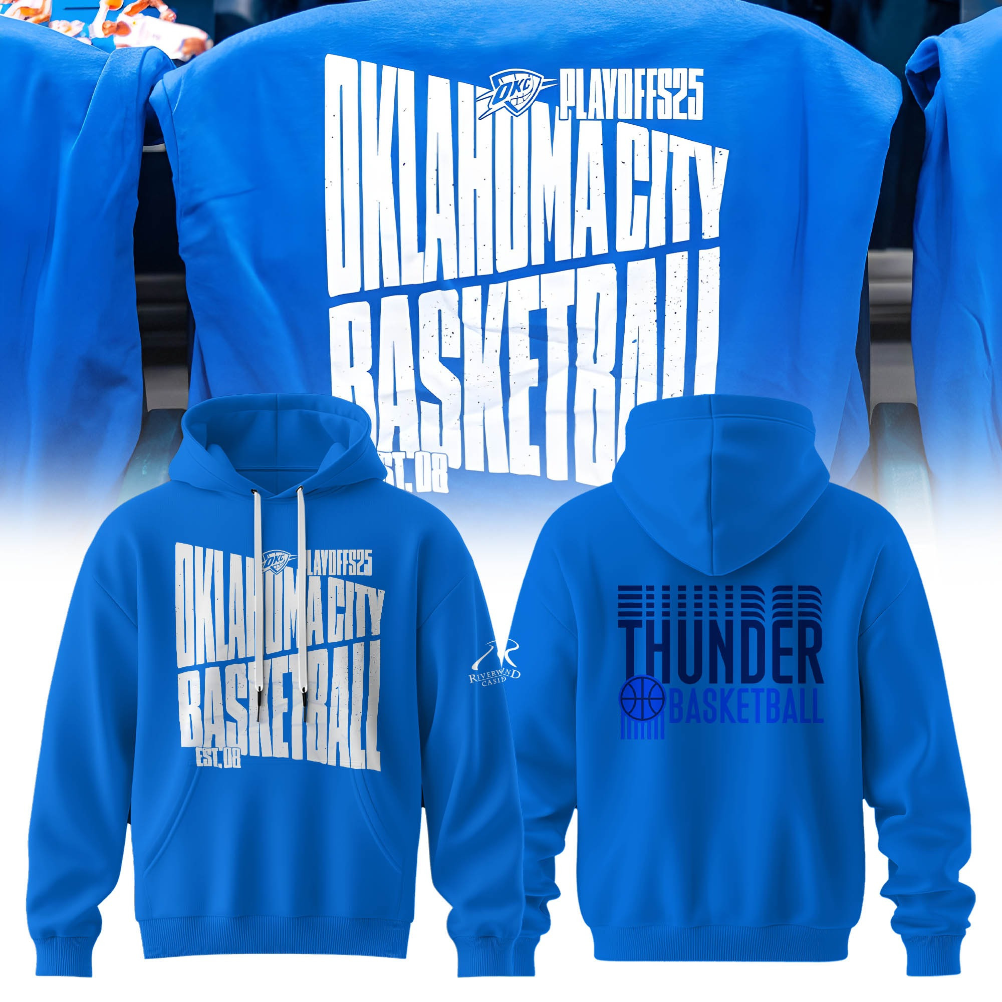 OKC Oklahoma City Thunder Hoodie Blue Basketball NBA 2025 Playoffs Merch Fan Apparel Gear-1