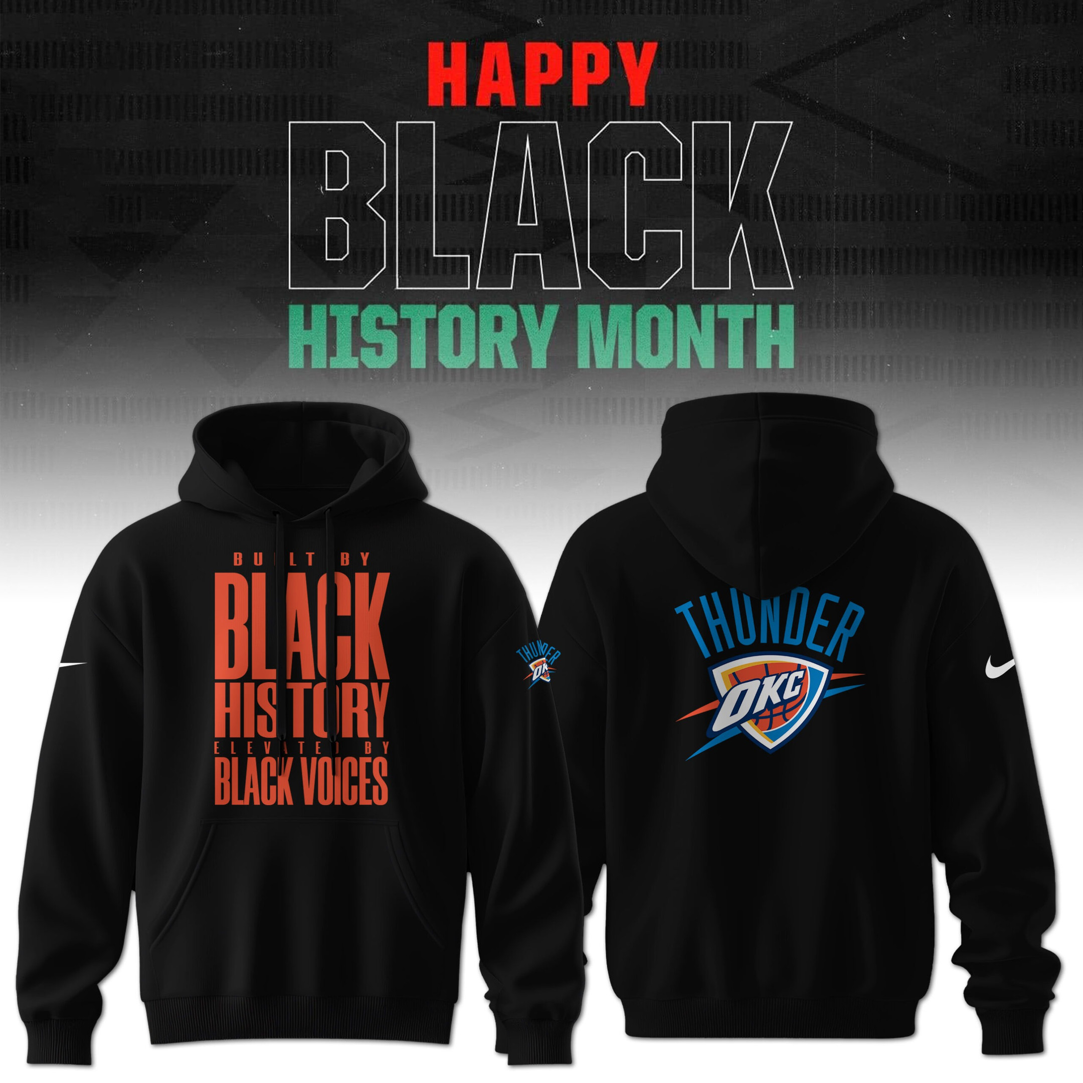OKC Oklahoma City Thunder Hoodie Built Black History Elevated By Black Voices Apparel-1