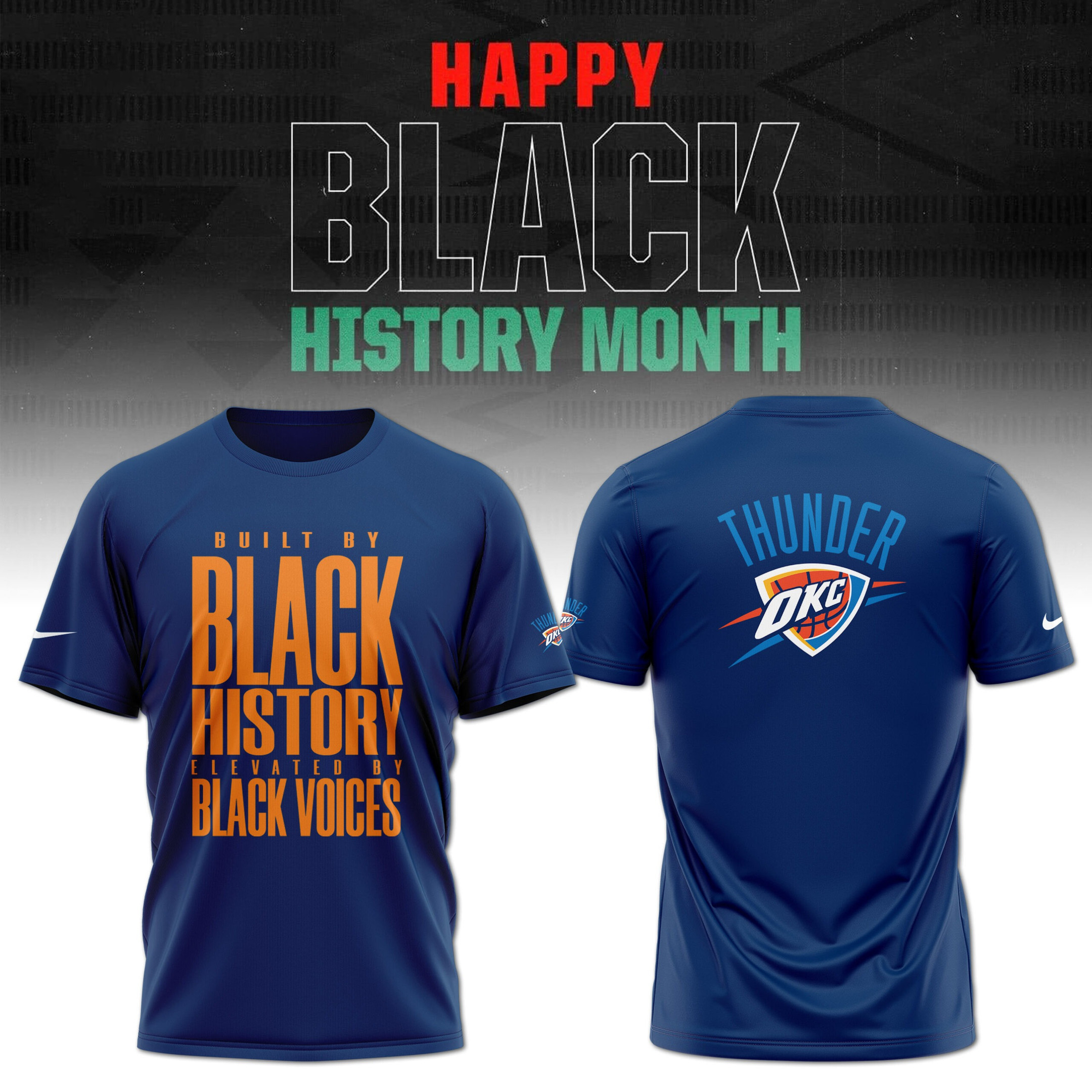 OKC Oklahoma City Thunder Hoodie Built Black History Month Elevated By Black Voices Merch-1