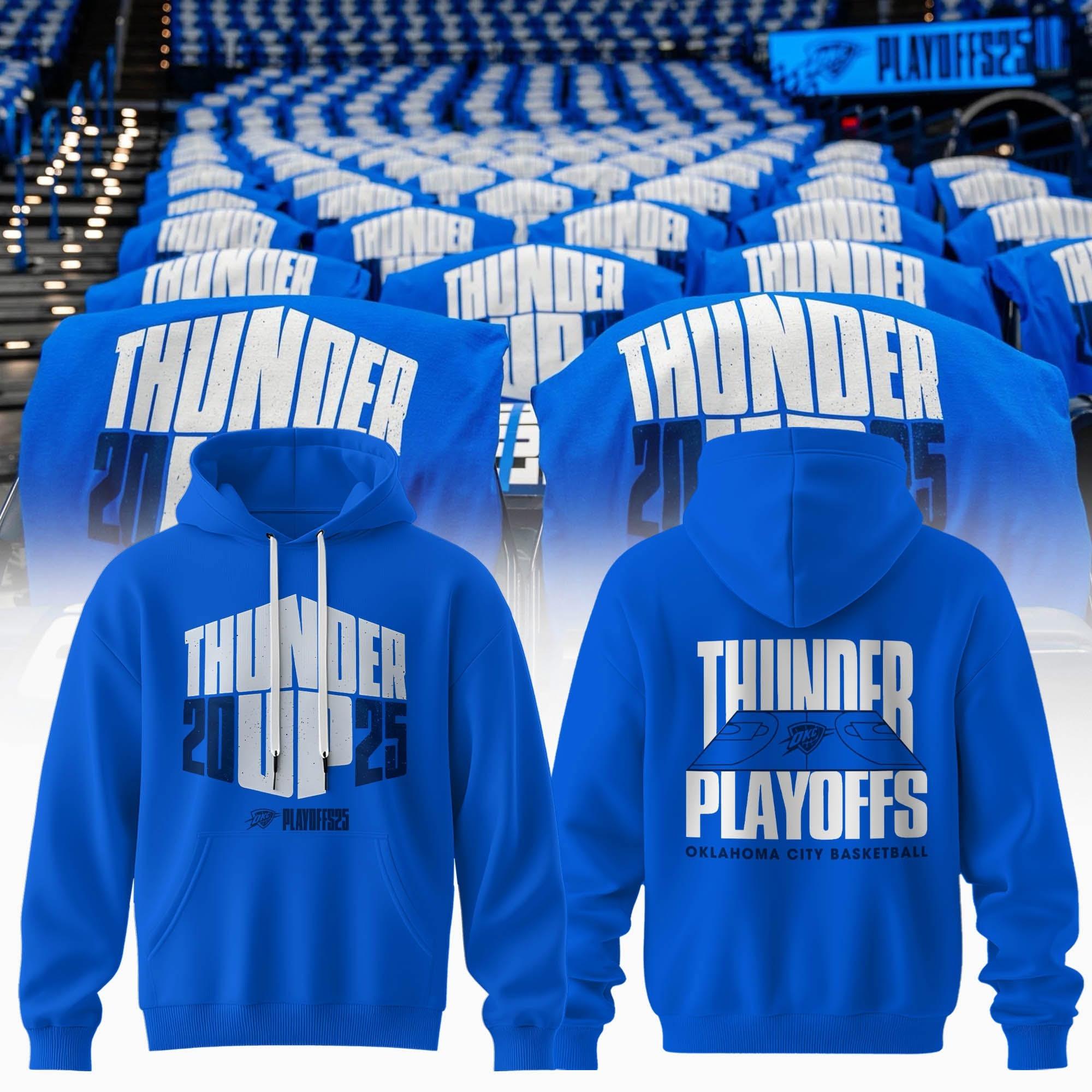 OKC Oklahoma City Thunder NBA 2025 Playoff Hoodie Blue Basketball OKC Thunder Merch-1