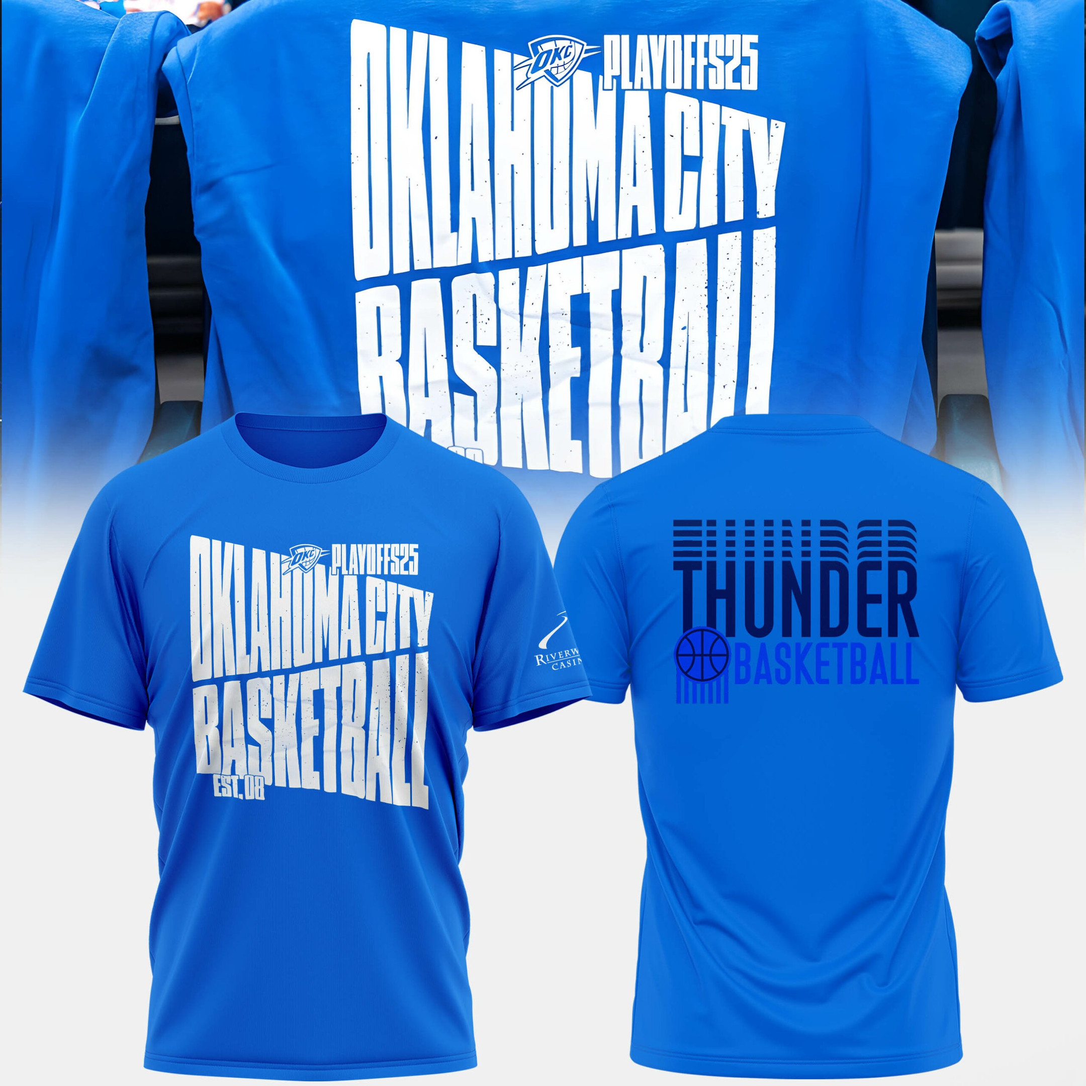 OKC Oklahoma City Thunder T-Shirt Blue Basketball NBA 2025 Playoffs Merch Gifts For Him-1