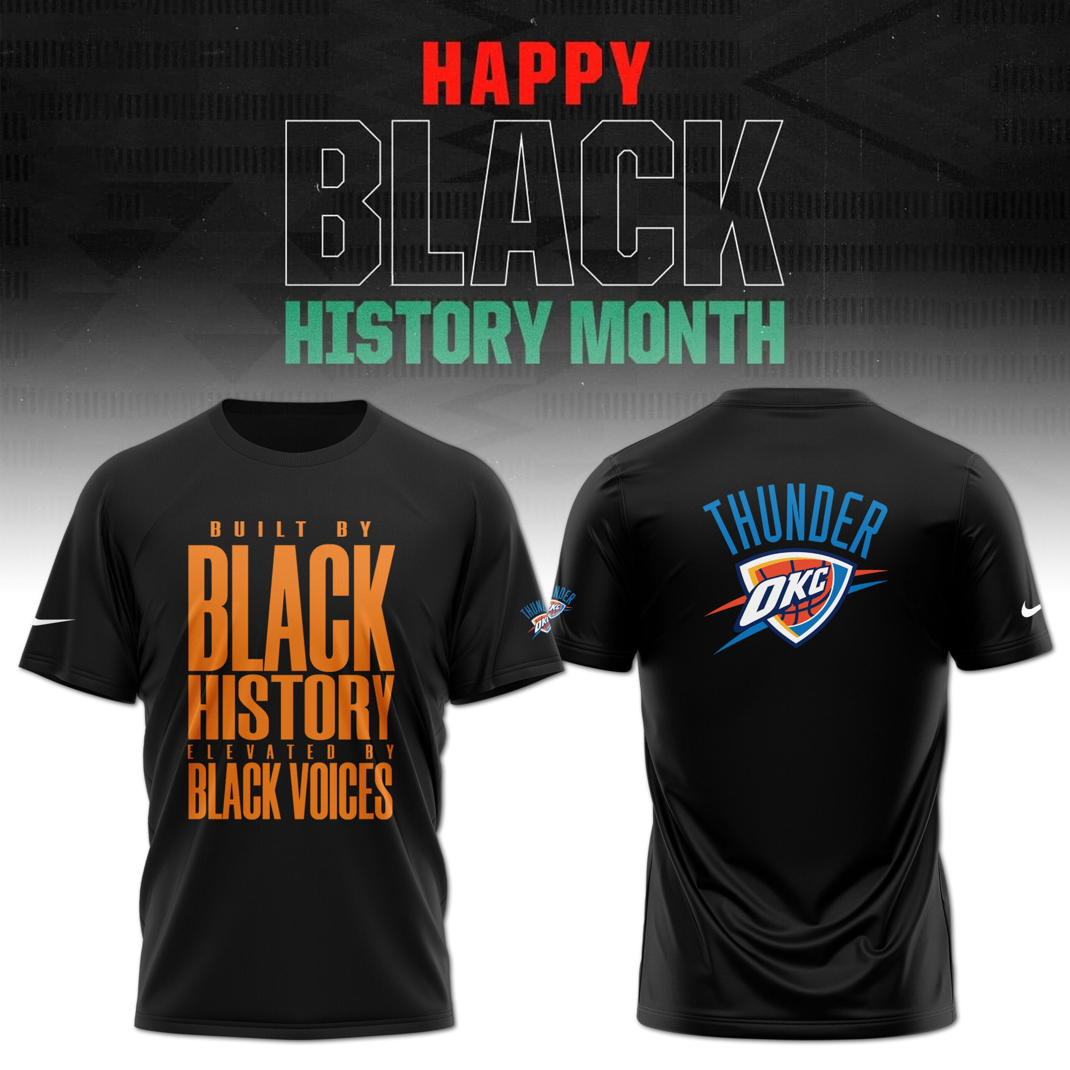 OKC Oklahoma City Thunder T-Shirt Built Black History Elevated By Black Voices Fan Merch-1