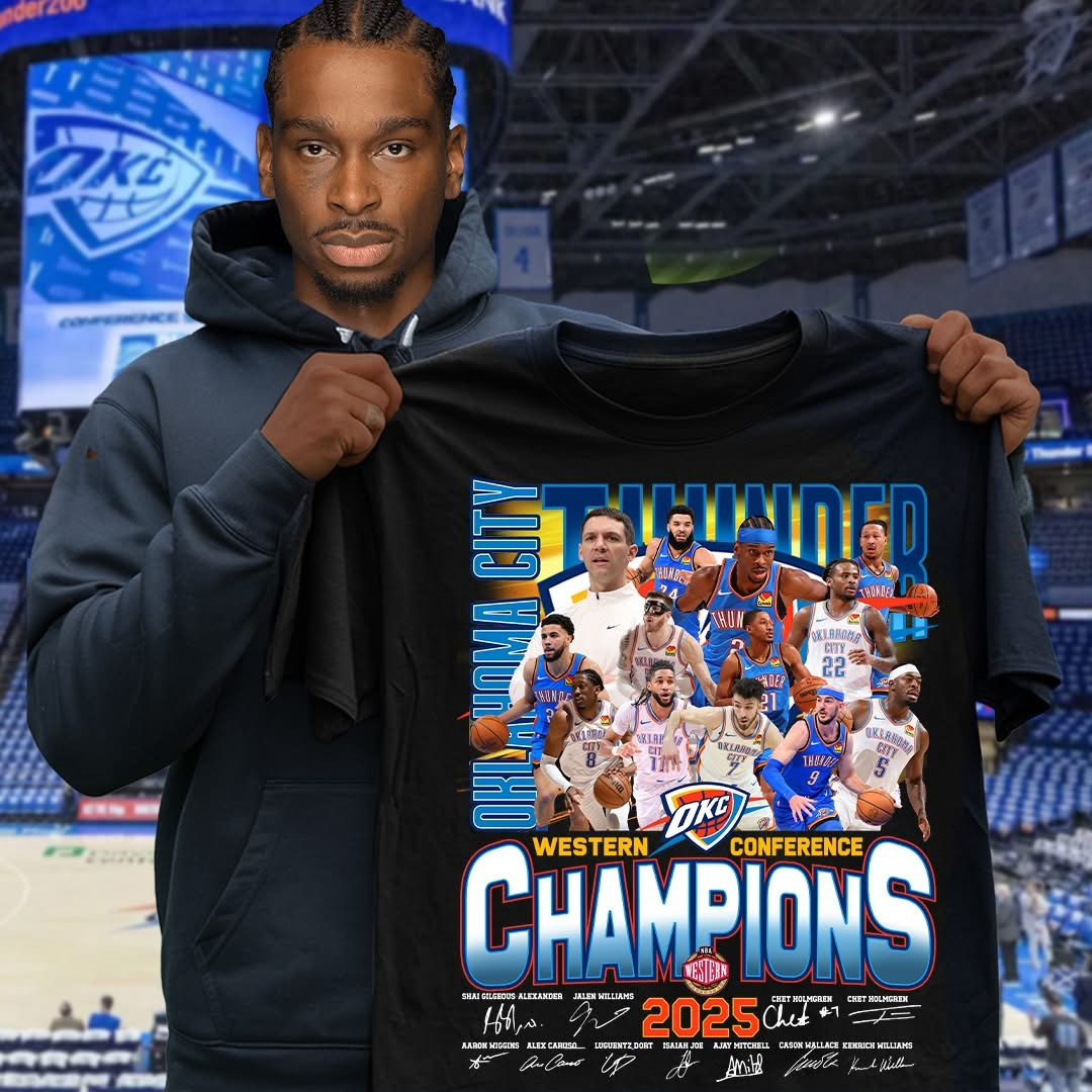 OKC Oklahoma City Thunder Western Conference Champions 2025 T-Shirt Baseball Fan Merch Gift-1