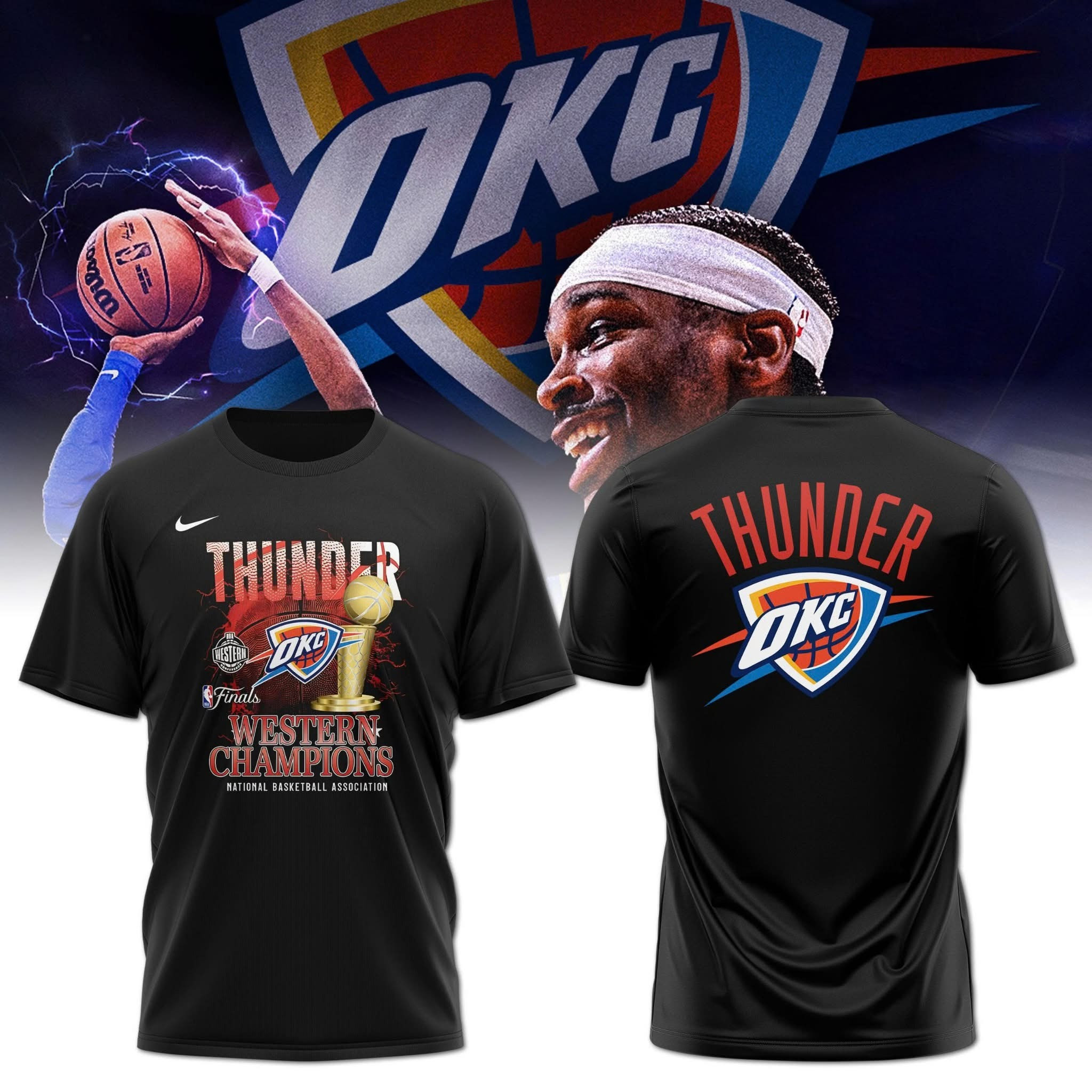 OKC Oklahoma City Thunder Western Conference Champions Shirt 2025 NBA Merch Apparel-1
