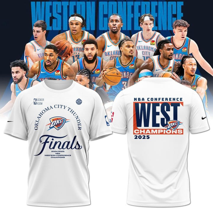 OKC Oklahoma City Thunder Western Conference Champions Shirt 2025 NBA Merch Fan Clothing-1