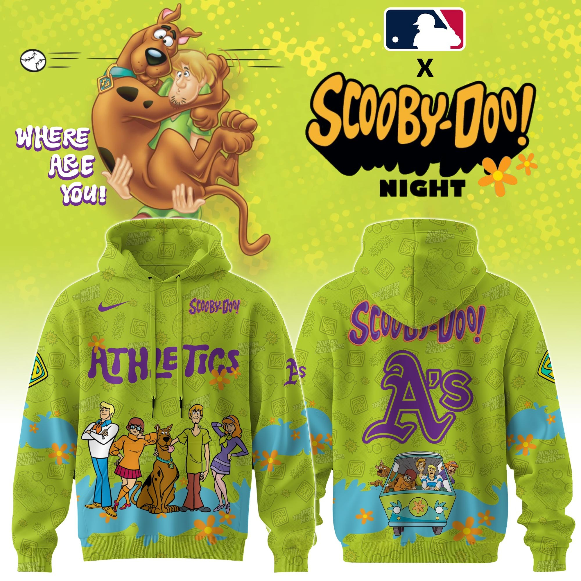 Oakland Athletics MLB X Scooby Doo Hoodie Merch For Baseball Fans Ideas For Gifts-1