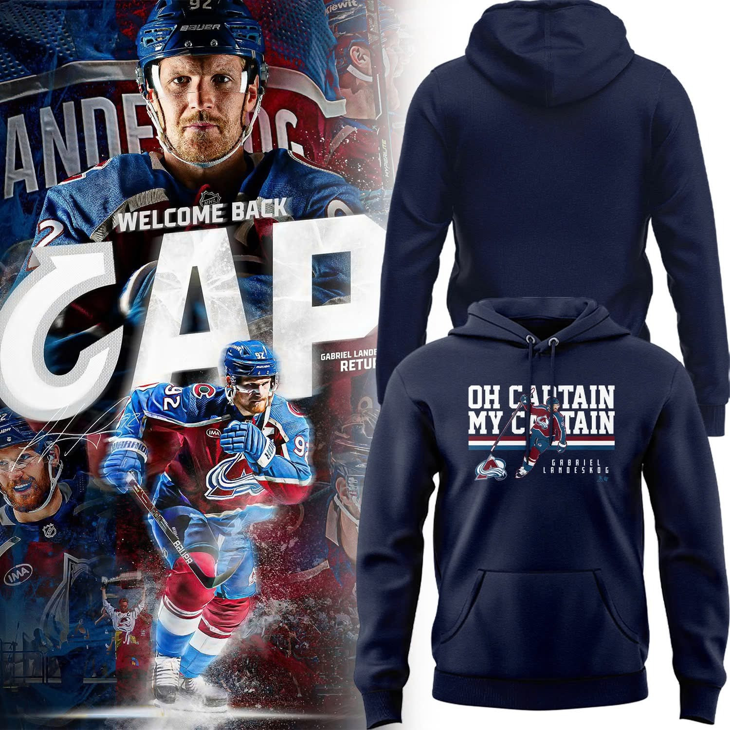 Oh Captain My Captain Hoodie Colorado Avalanche Merch Gifts For Hockey Lovers Fans-1
