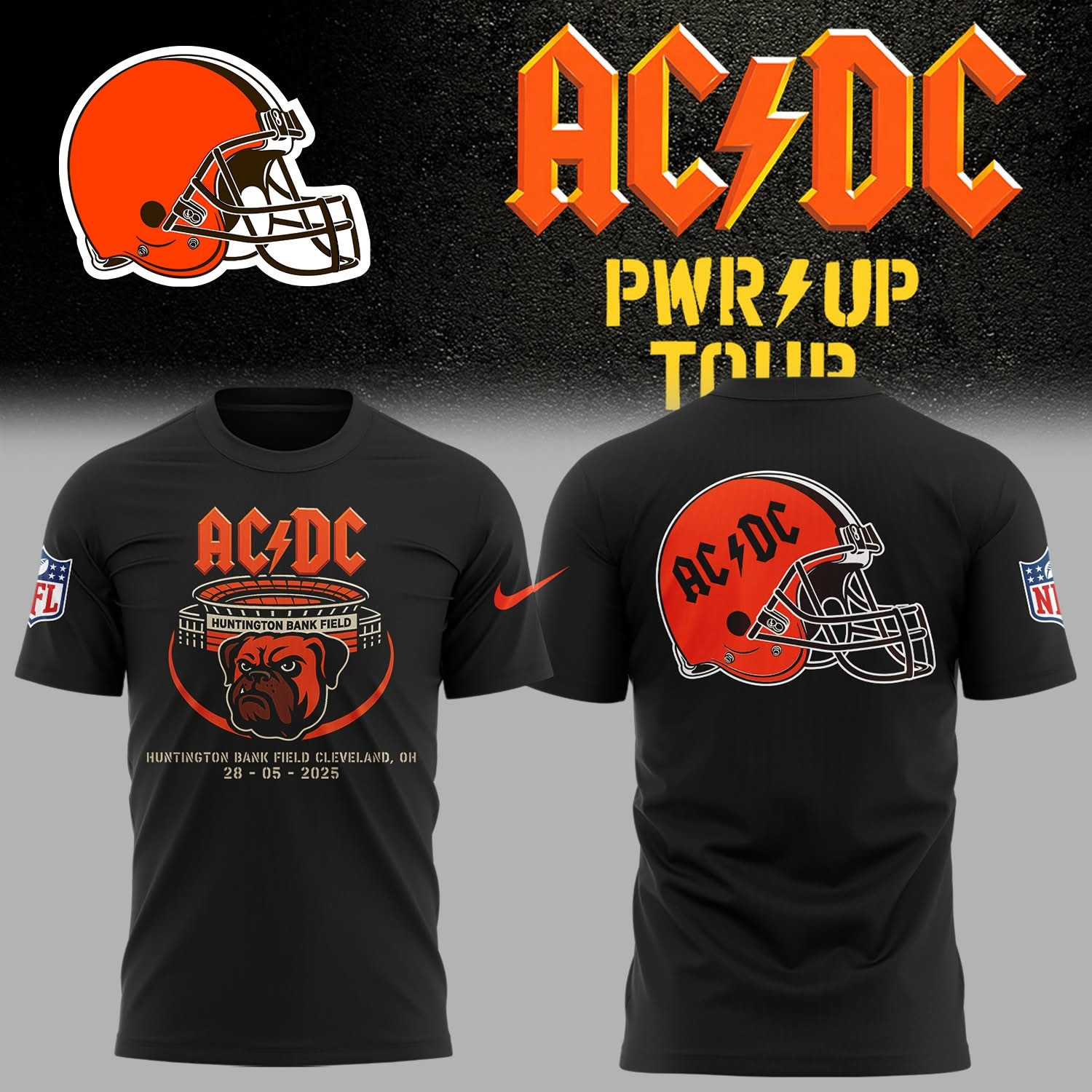 Ohio State AC'DC Power PWR Up Tour 2025 T-Shirt Huntington Bank Field OH 2025 Fan Merch-1