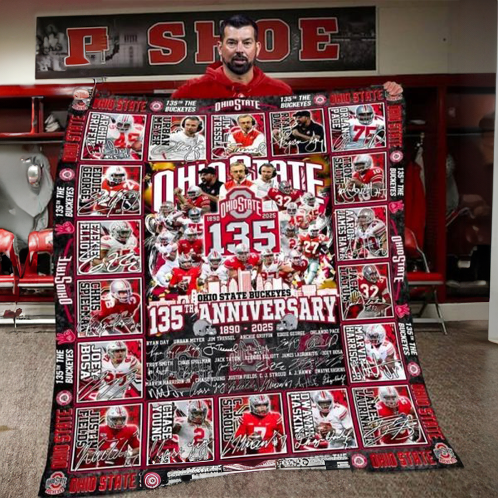 Ohio State Buckeyes 135Th Anniversary 1890 2025 Blanket Ohio State Buckeyes Lovers Gifts-1