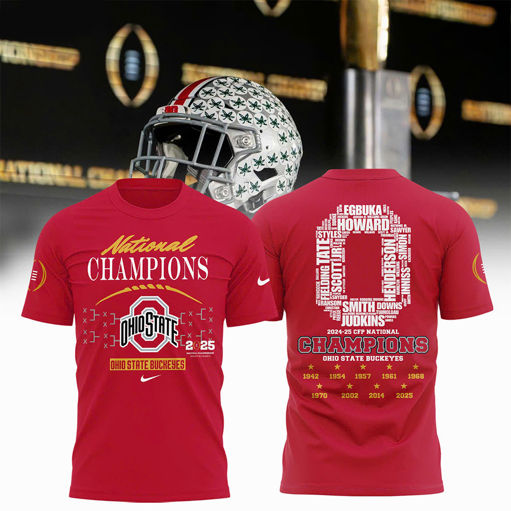 Ohio State Buckeyes National Champions T-Shirt 2025 Go Buckeyes Championship Merch Apparel-1