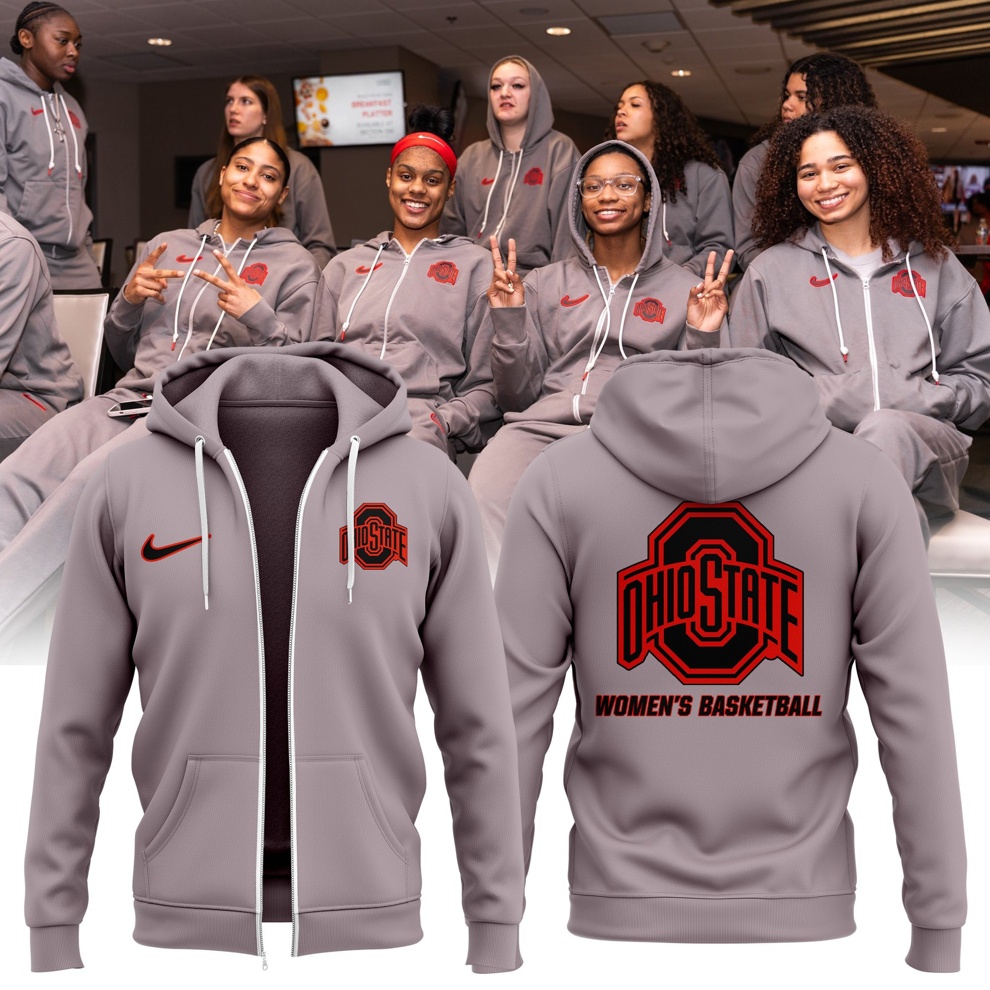 Ohio State Buckeyes Women's Basketball Zip Up Hoodie Fan Merch Gift Ideas-1