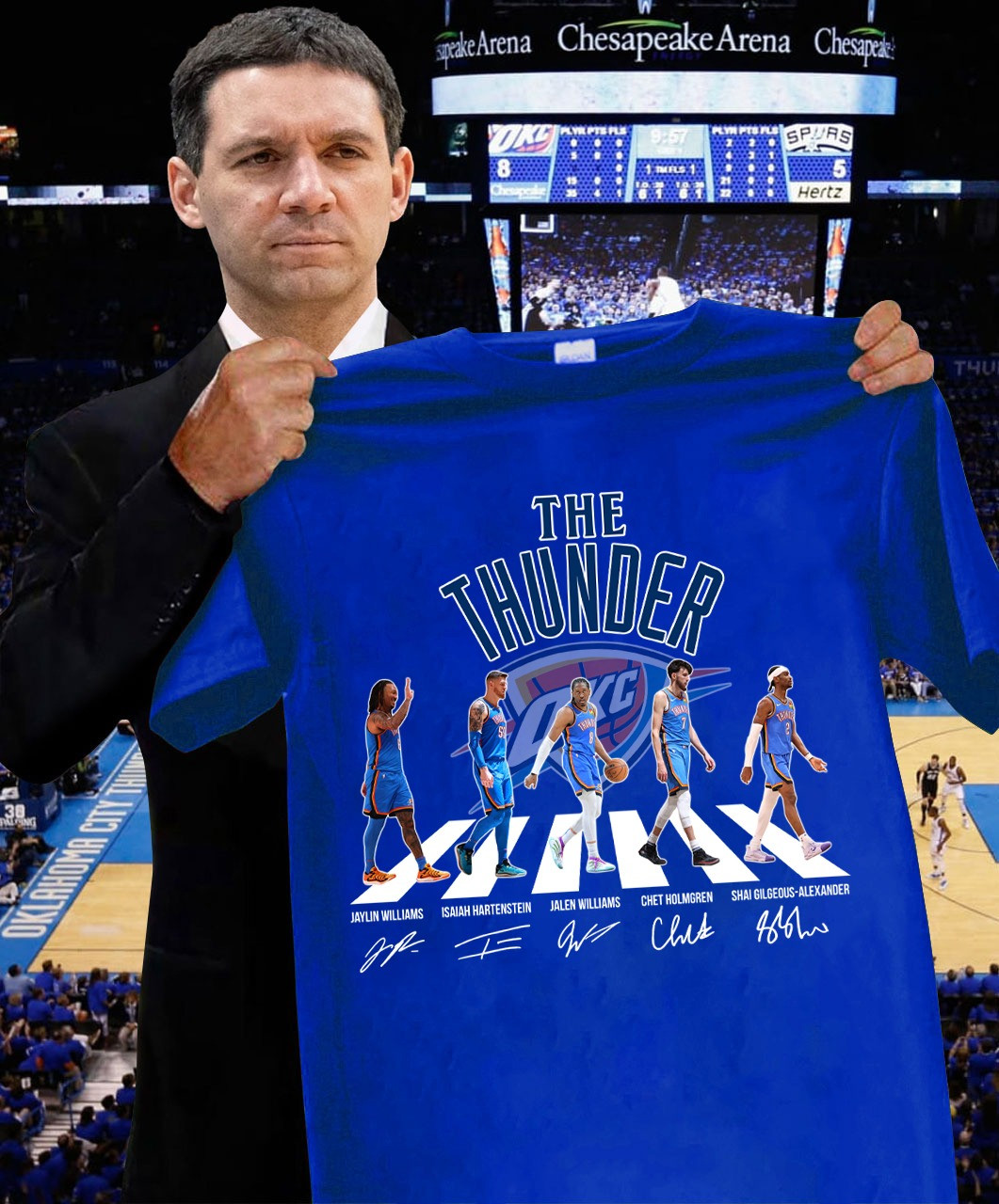Oklahoma City Thunder Players Legends T-Shirt Signature Basketball Gifts For Fans-1