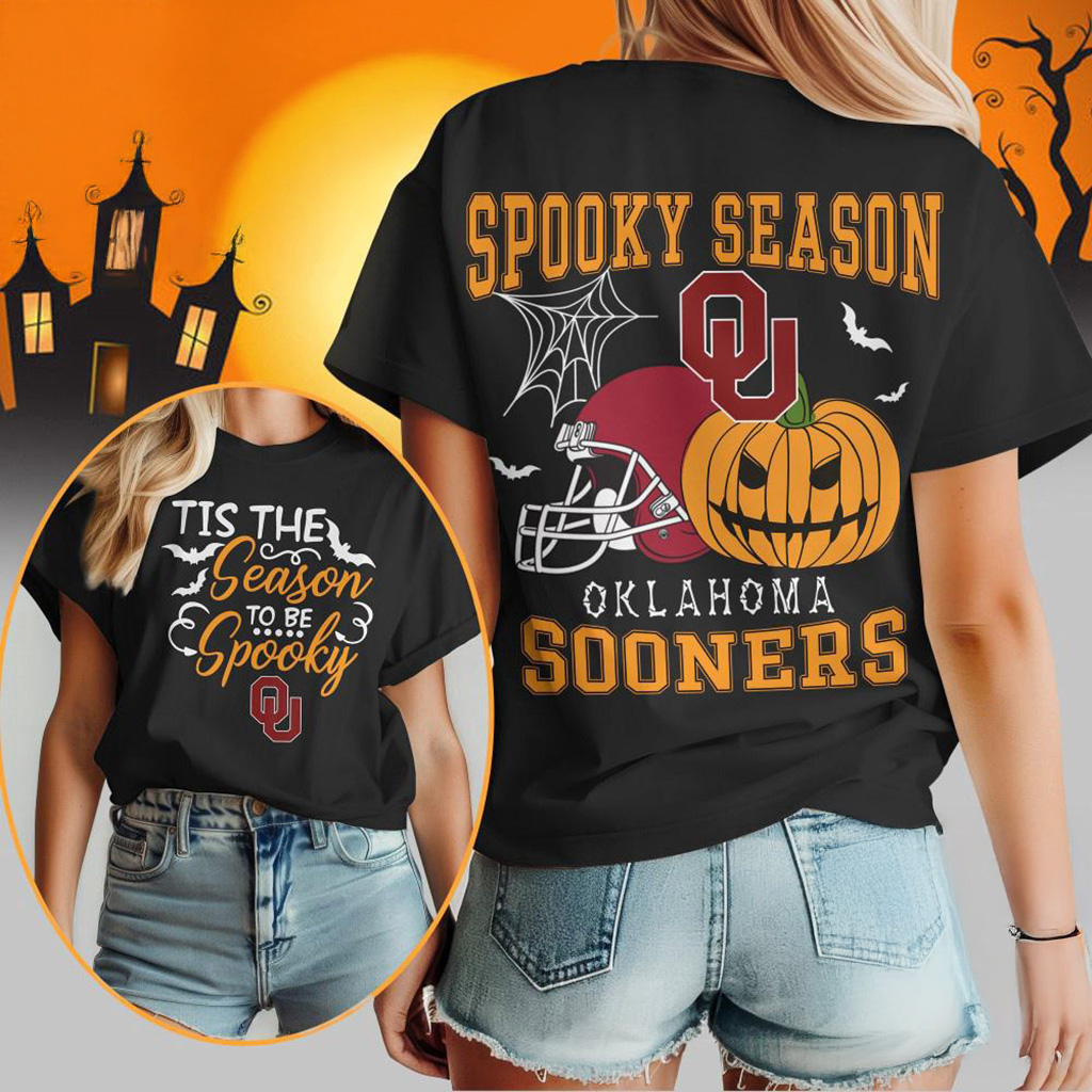 Oklahoma Sooners 2025 NCAA Halloween Spooky Season Vintage T-Shirt Oklahoma Sooners Merch-1