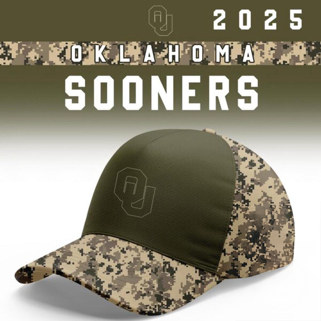 Oklahoma Sooners 2025 NCAA Salute To Service Camo Hat Sooners Merch Football Fans Gifts-1