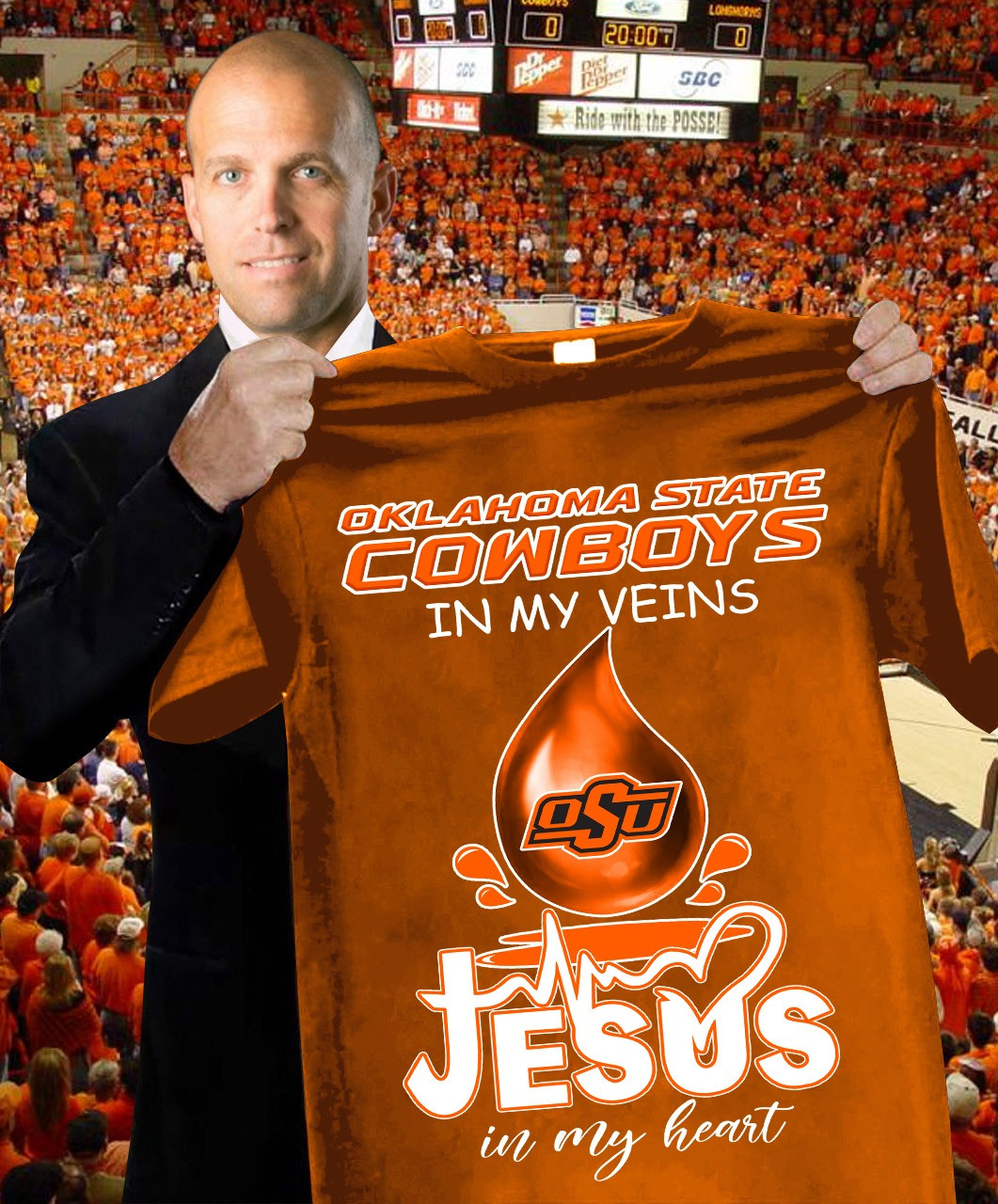 Oklahoma State Cowboys In My Veins Shirt Jesus In My Heart Shirt Basketball Gifts For Fans-1