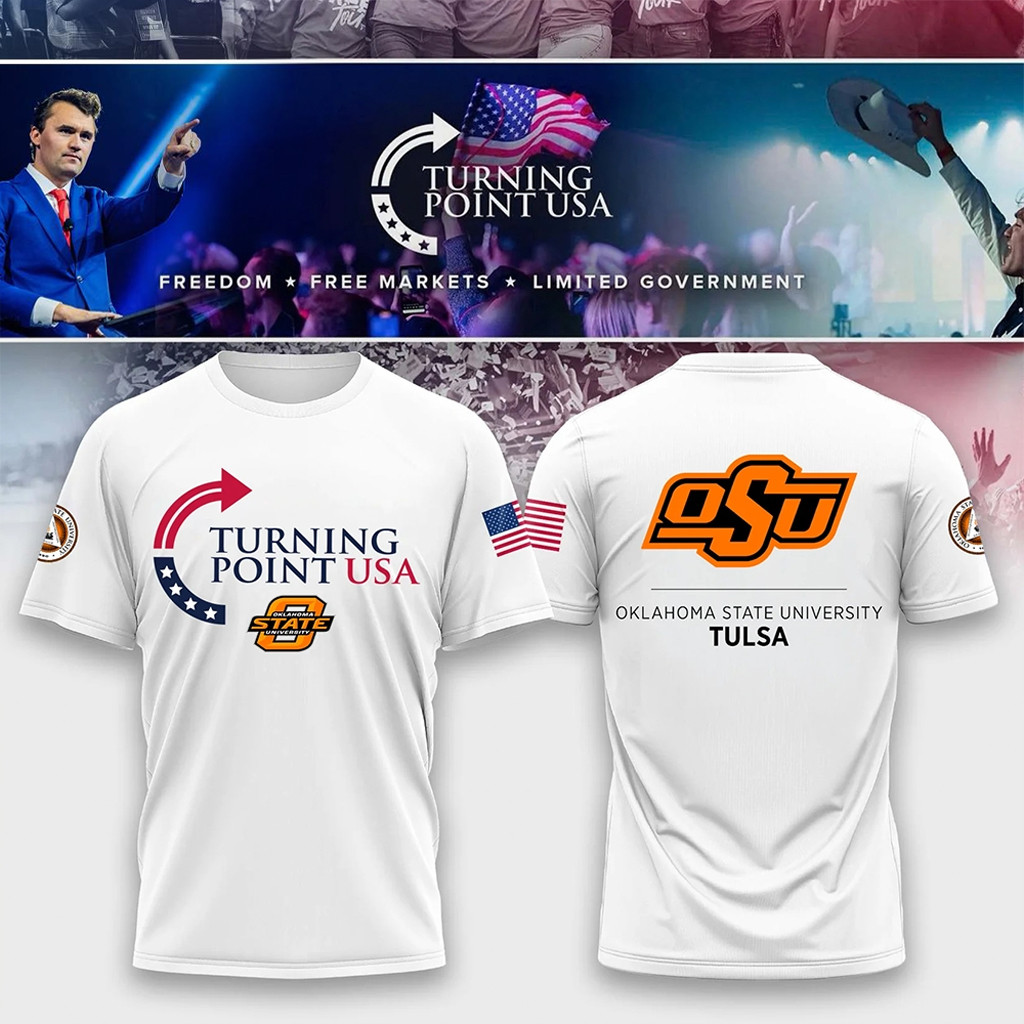 Oklahoma State University Charlie Kirk Turning Point USA Shirt 2025 OSU Merch Gifts For Dad-1