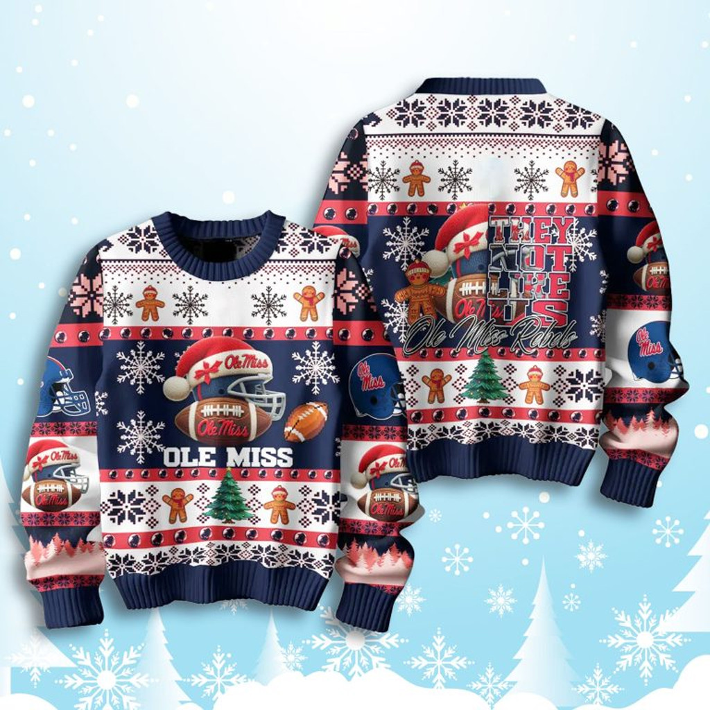 Ole Miss Football They Not Like Us Ugly Christmas Sweater Ole Miss Rebels Merch Gifts For Fans-1 Ole Miss Football They Not Like Us Ugly Christmas Sweater Ole Miss Rebels Merch Gifts For Fans-1