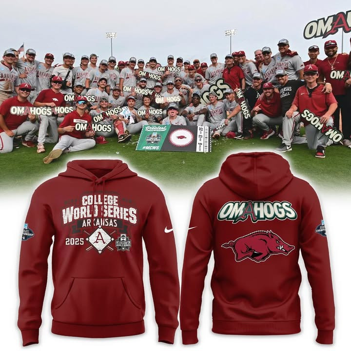 Omahogs 2025 Merch Arkansas Razorback Hoodie College World Series Arkansas Baseball Gifts-1