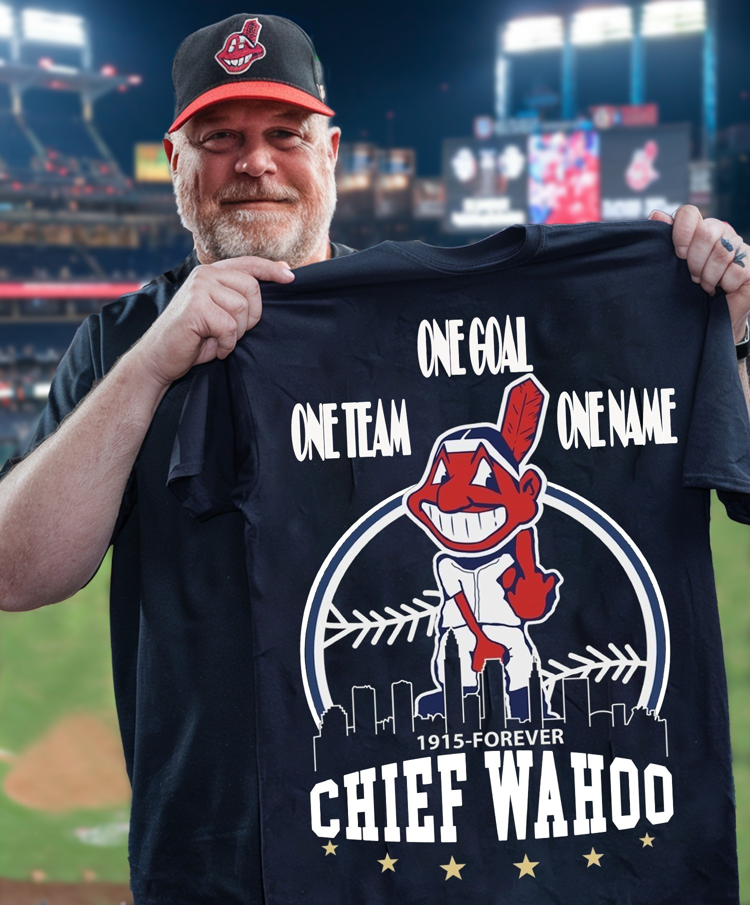 One Team One Goal Forever One Name Indians Chief Wahoo T-Shirt Cleveland Indians Fan Gifts-1