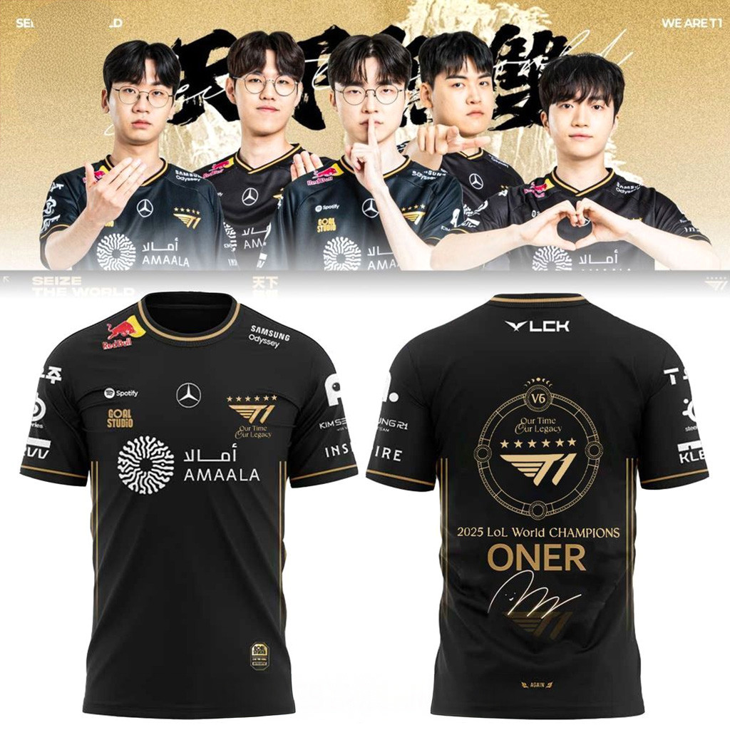 Oner T1 6Time World Champions T-Shirt T1 Merch Husband Christmas Gift Ideas-1
