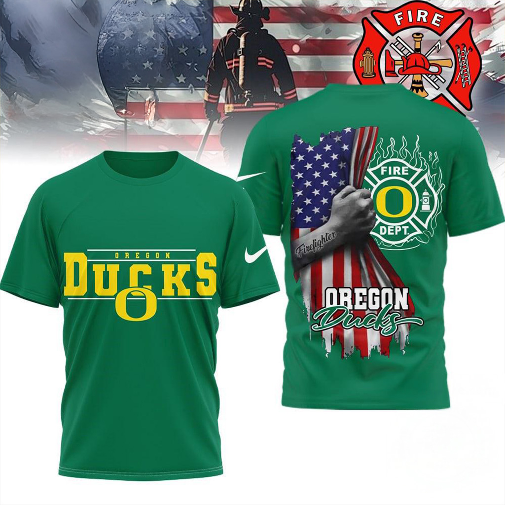 Oregon Ducks 2025 NCAA Firefighter American Flag Shirt Oregon Ducks Merch Gift For Men-1 Oregon Ducks 2025 NCAA Firefighter American Flag Shirt Oregon Ducks Merch Gift For Men-1