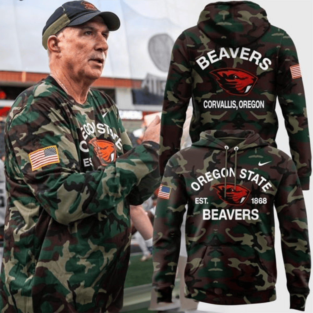 Oregon State Beavers EST 1868 Camo Hoodie Military Appreciation Hoodie Beavers Gifts-1