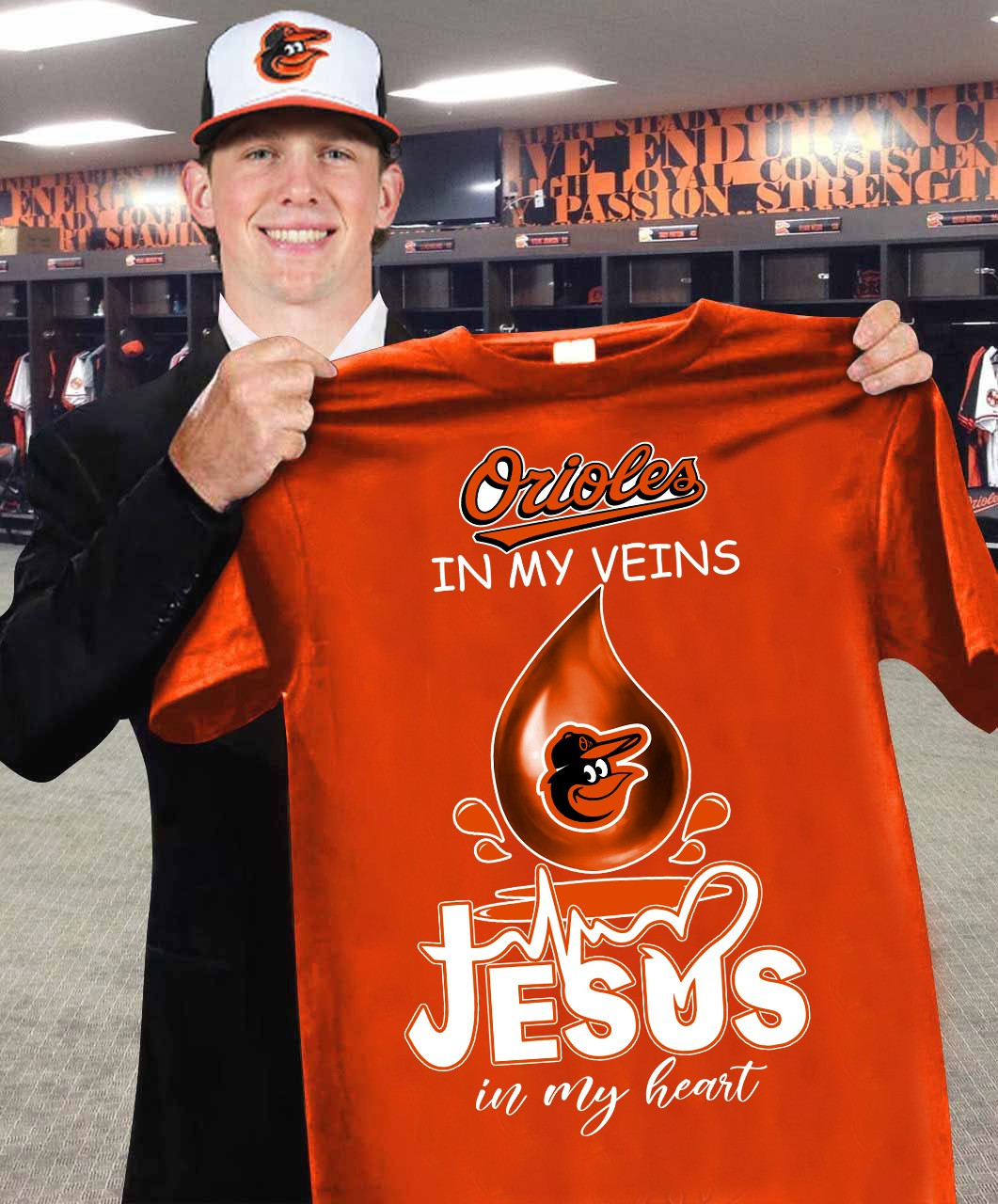 Orioles In My Veins Jesus In My Heart T-Shirt Unique Baltimore Orioles Gifts For Fans-1