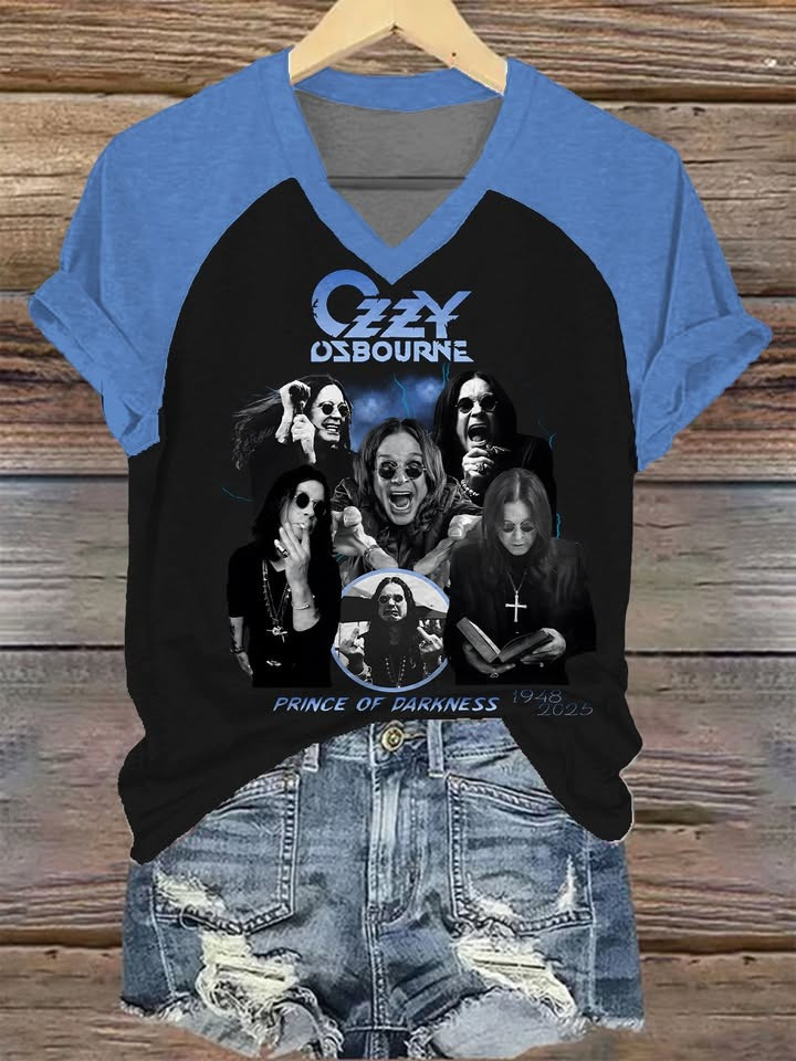 Ozzy Osbourne V-Neck T-Shirt Women's Price Of Darkness Honoring The Legacy Of Rocks-1