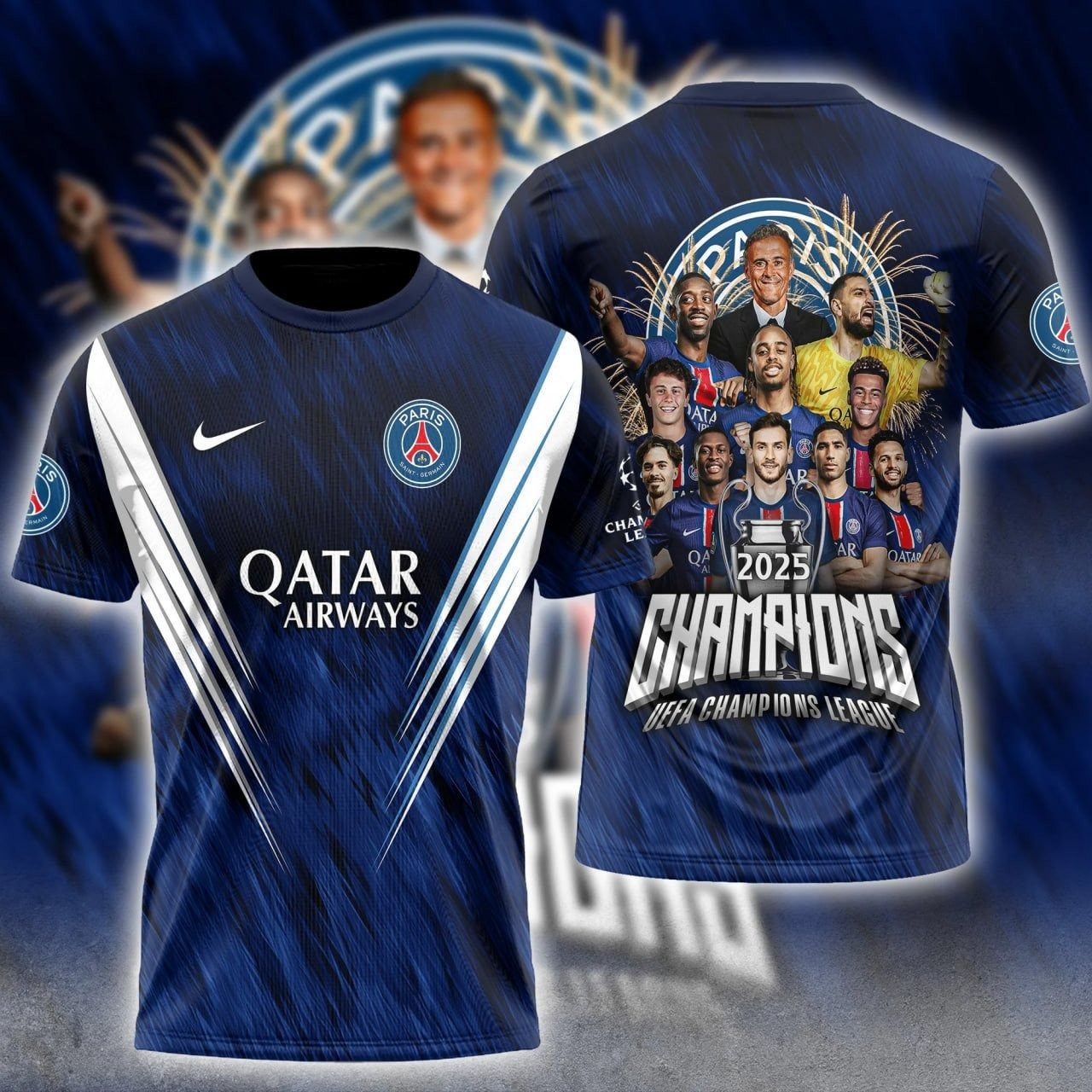 PSG Champions 2025 Shirt Paris Saint-Germain UEFA Champions League 2024 2025 Winners Tee-1
